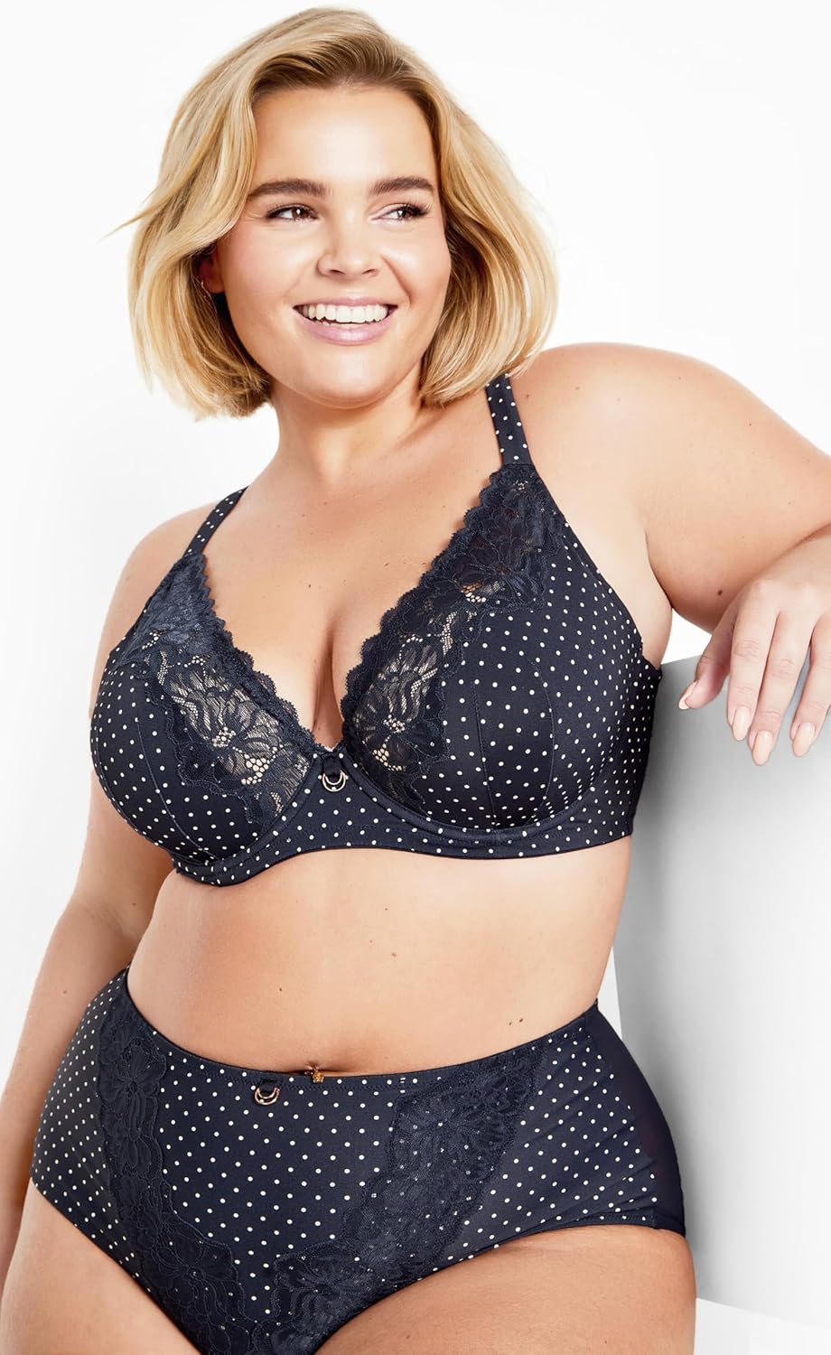 City Chic Plus Size Florence Contour Bra in Navy SPOT - Image 2