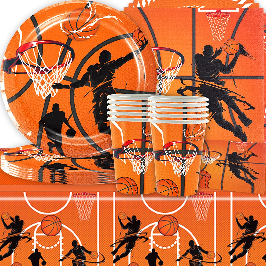 Vaisselle Basketball Anniversaire SANYUANH 61 Pièces pour 20 Personnes