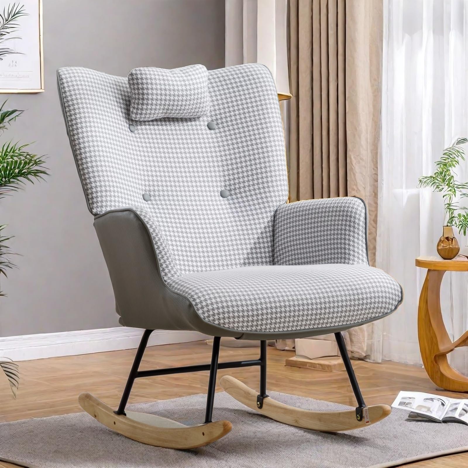 Amazon.com: ChicFurnit Glider Chairs,Rocking Chair with Curved Wing ...