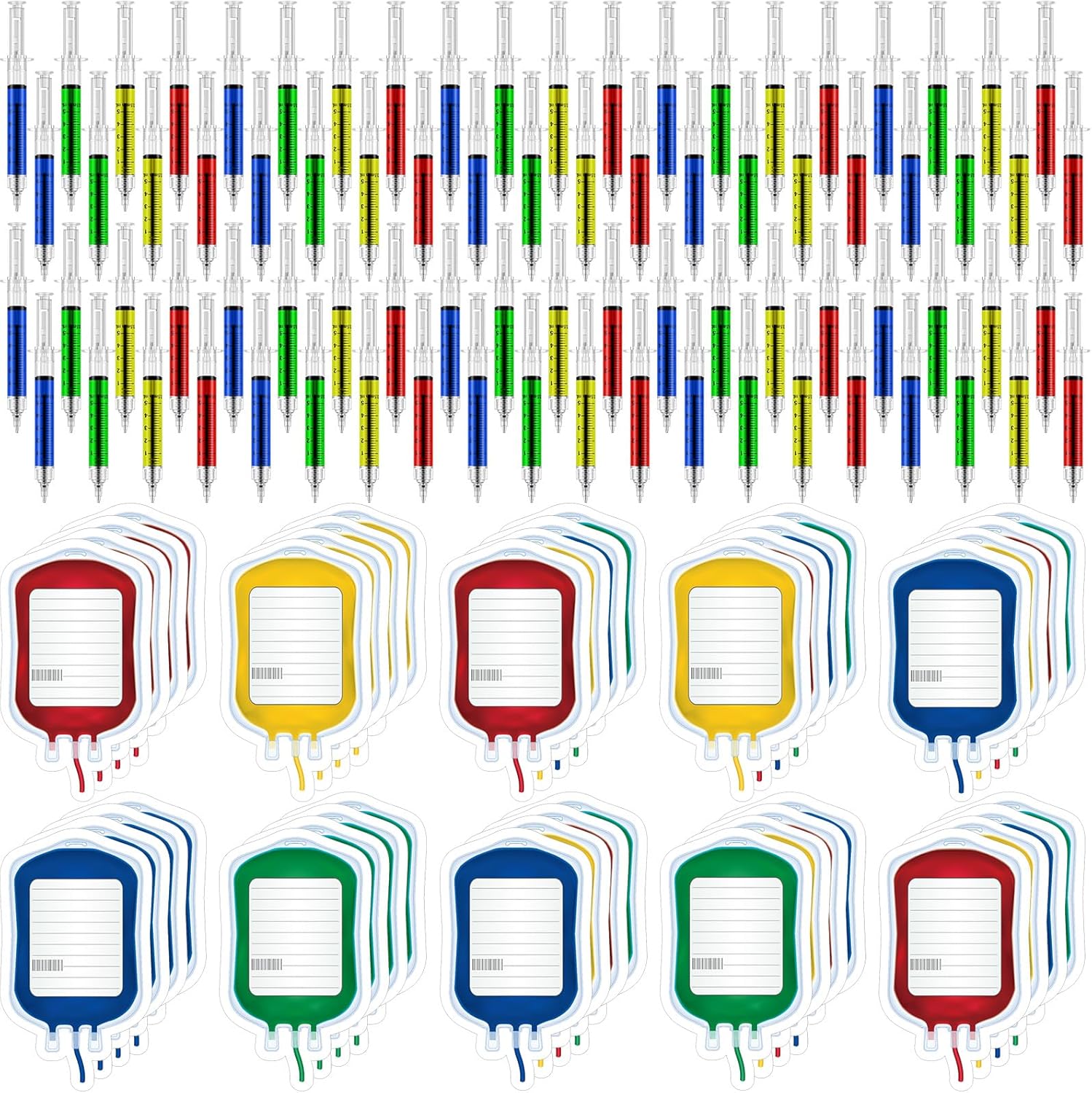 Maitys 96 Pcs Halloween Syringe Pens Nurse Gifts Bulk with Blood Bag Designed Sticky Notes Novelty Pen for Nurse Party Favor Medical Assistant Gifts Nursing Student School Supply