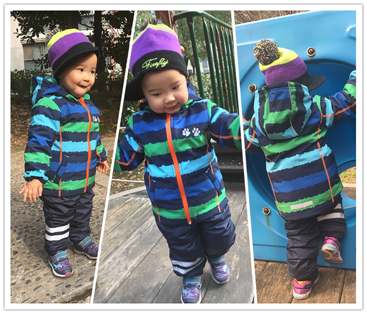 Chaqueta Cortavientos Impermeable para Niños y Niñas de Softshell Forrada de Borreguito con Capucha de
