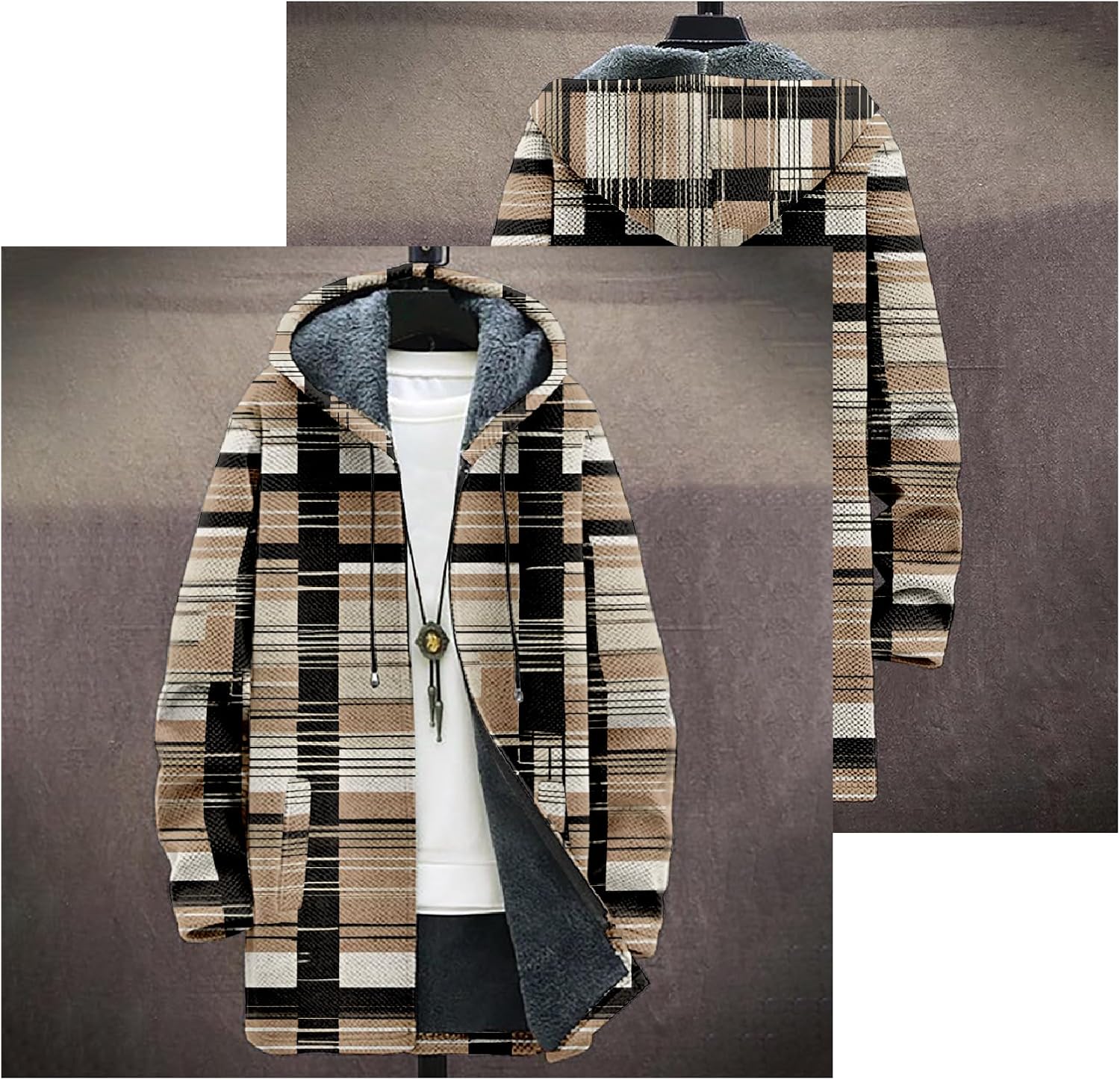 Aztec Ethnic Stripe Jackets For Men Cardigan Fleece Lined Zip Up Big And Tall Warm Cool Vintage Long Hoodies - Image 6