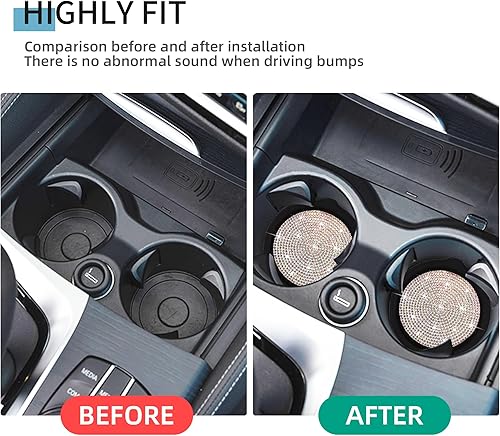 Miniatura 3 de Amooca Portavasos para automóvil, antideslizante, universal, a prueba de tamices, accesorios para el interior del automóvil, 2 unidades, negro y