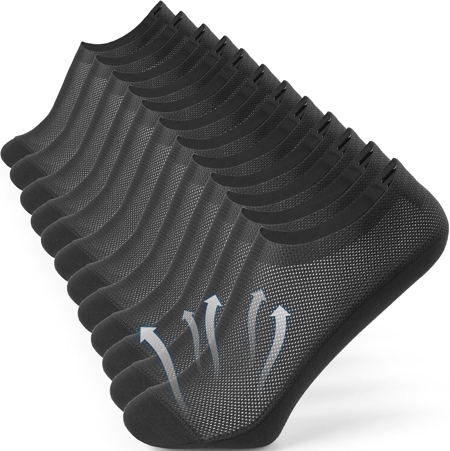 LUSCINIA No Show Socks Women: Thin Invisible Ice Silk Breathable Quick Dry Nylon Mesh for Flats Office Work (6 Pack)