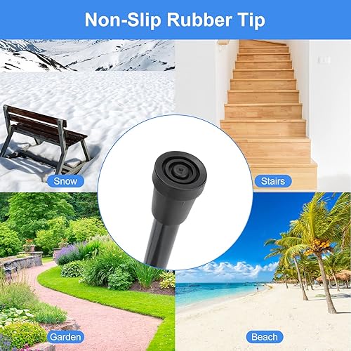 Miniatura 5 de supregear Bastón plegable, altura ajustable de 5 niveles, bastón de viaje ligero portátil con correa para la muñeca y mango en T para personas