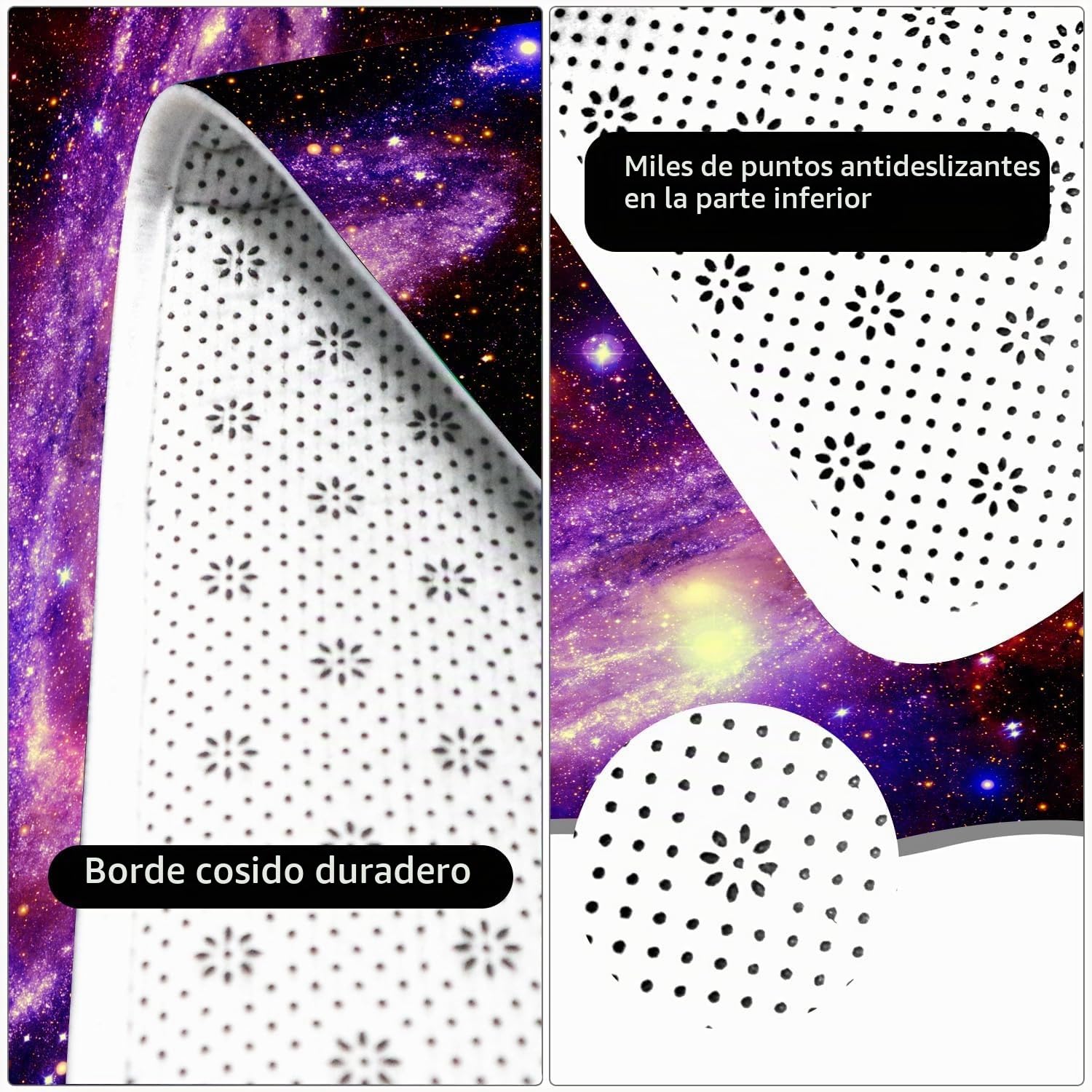 HOLAVIDA Alfombra Galaxia de Luz Negra, Fluorescente UV-reactiva, Antideslizante con Estrellas Luminosas, Decoración Celestial Fosforescente para Niños, 180x120cm