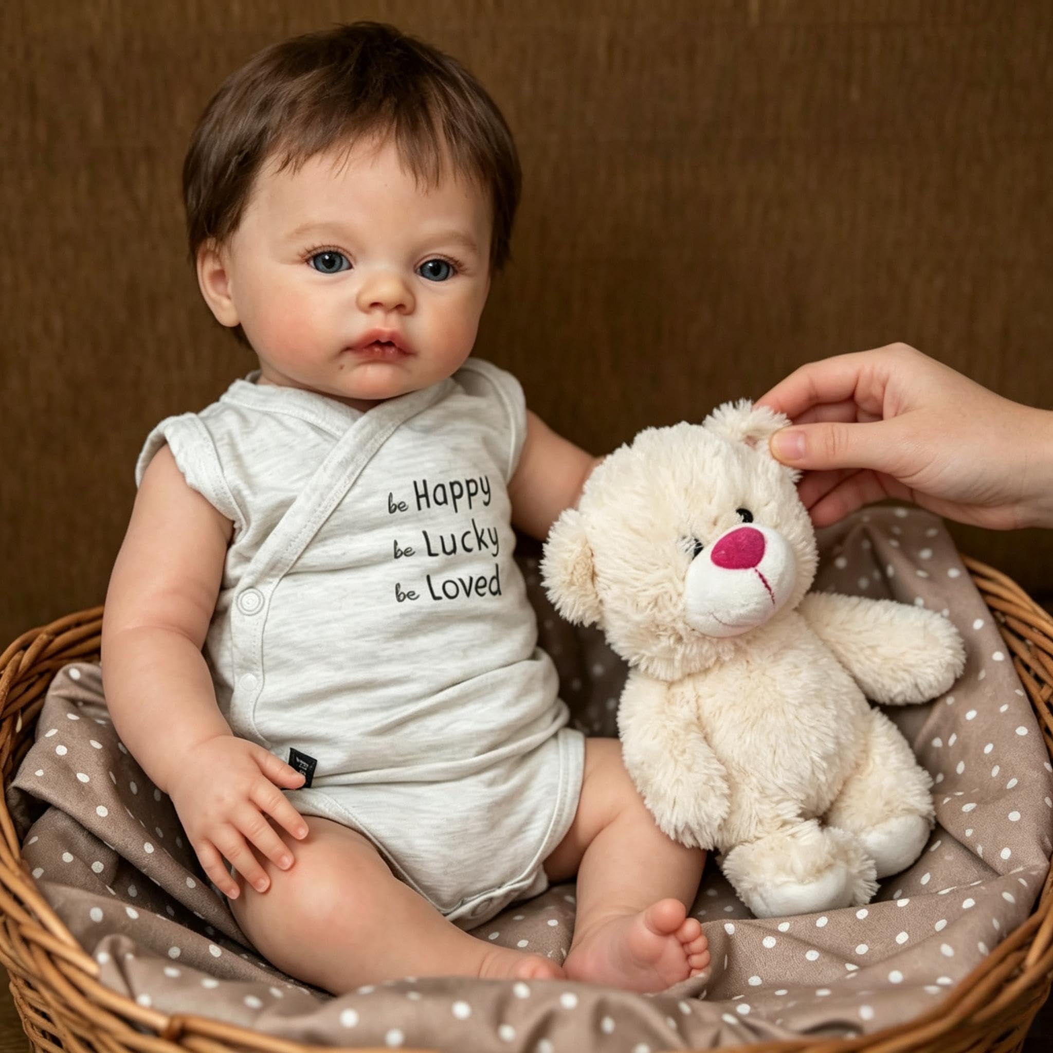 RXDOLL Muñecas realistas de bebé recién nacido de 18 pulgadas, muñecas de vinilo de cuerpo completo que se ven reales, muñecas recién nacidas realistas con ojos abiertos, cabello arraigado para niños