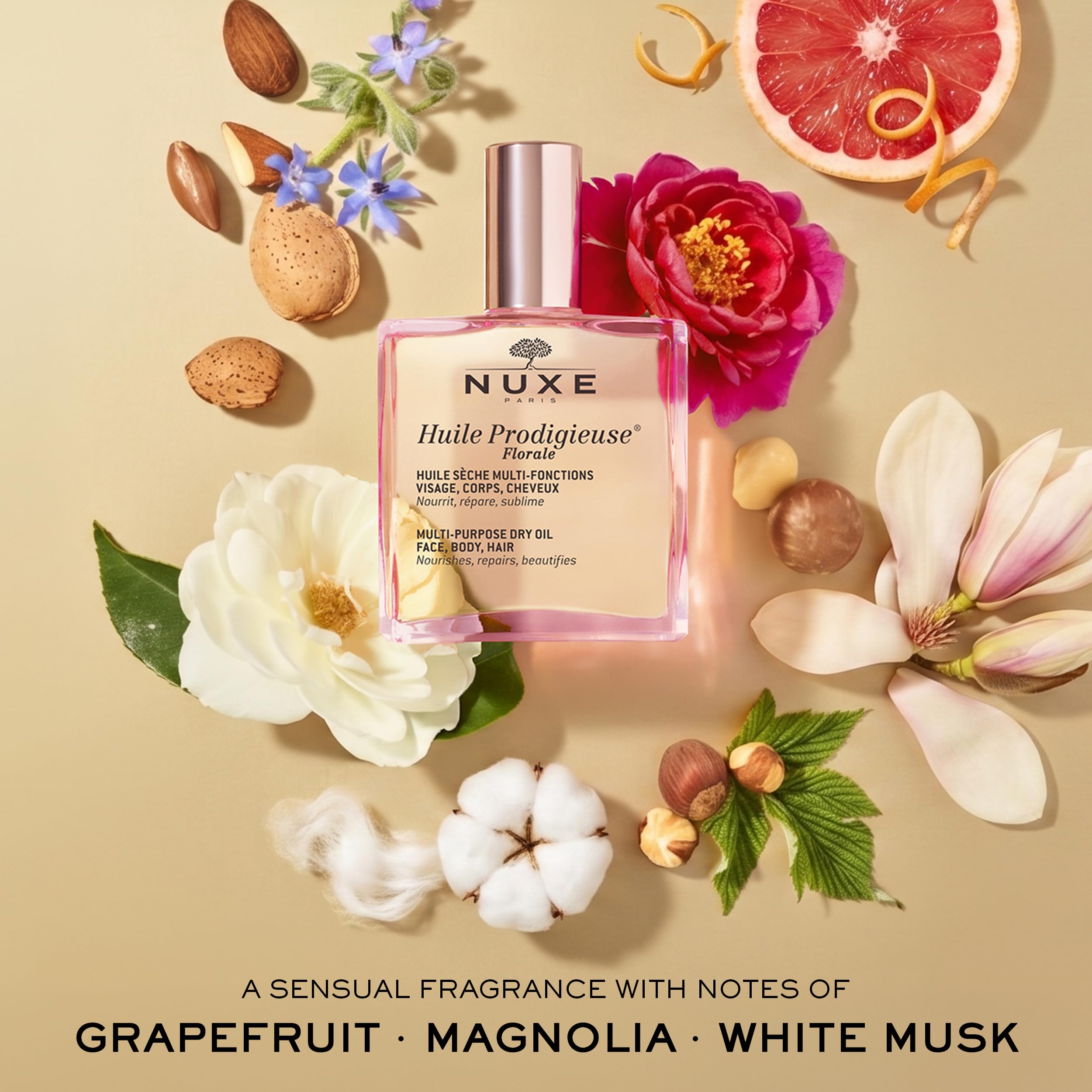 Nuxe Huile Prodigieuse Huile Florale Vapo 100 ml - 100 ml | Pielęgnujący olejek do twarzy, ciała i włosów, o delikatnym kwiatowym zapachu magnolii i białego piżma