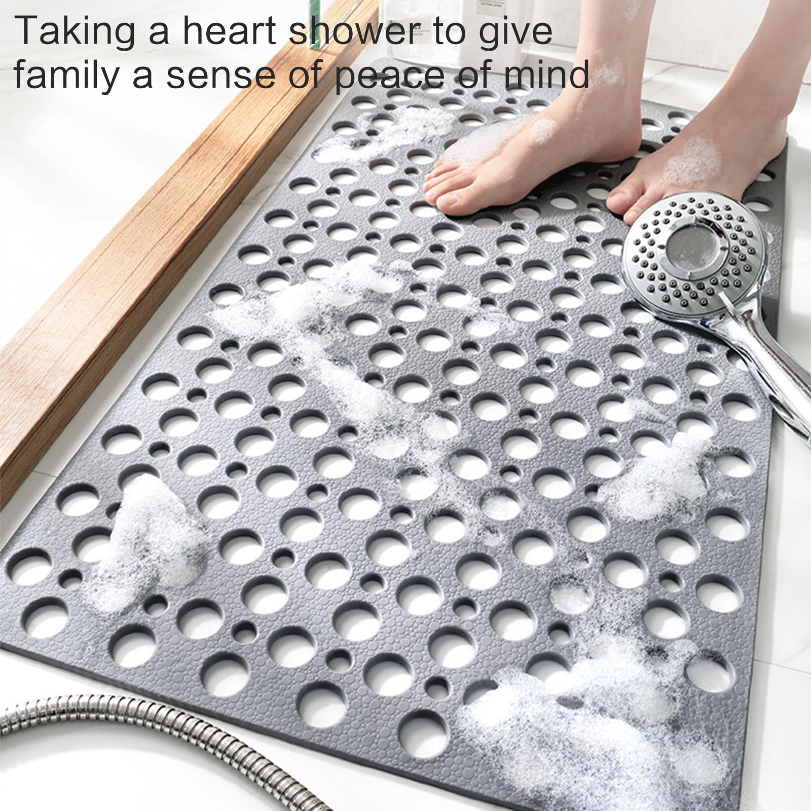 PANGBOER Alfombrillas de baño con ventosas, antideslizante, impermeable, almohadilla de suelo de ducha, suave y cómoda al tacto, fácil de limpiar