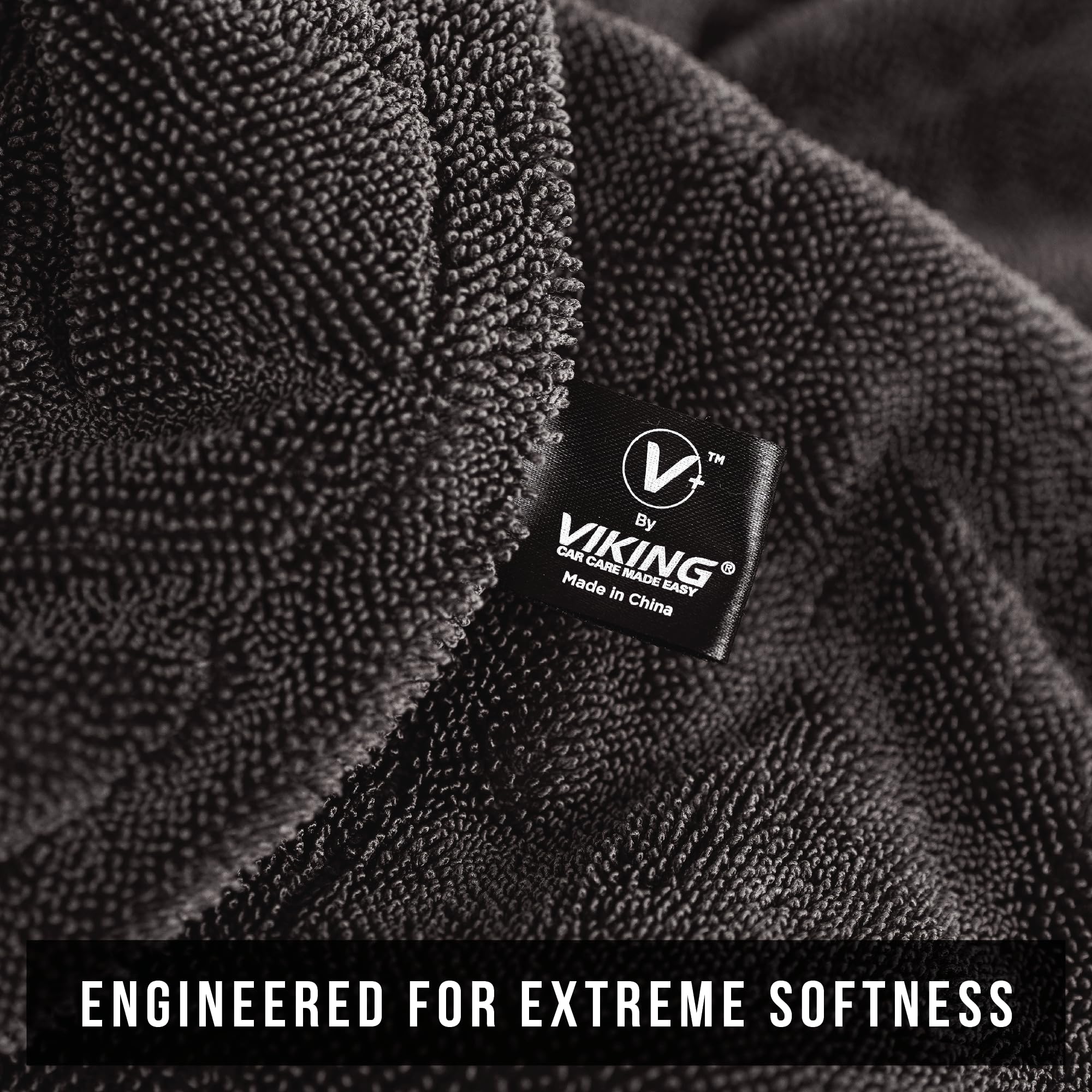 VIKING V+ Toalla de microfibra de alta calidad para secado de automóviles, bucle trenzado, suave y súper absorbente, toalla gruesa de 1200 g/m² para kit de detalles de automóviles, gris, 24 x 36
