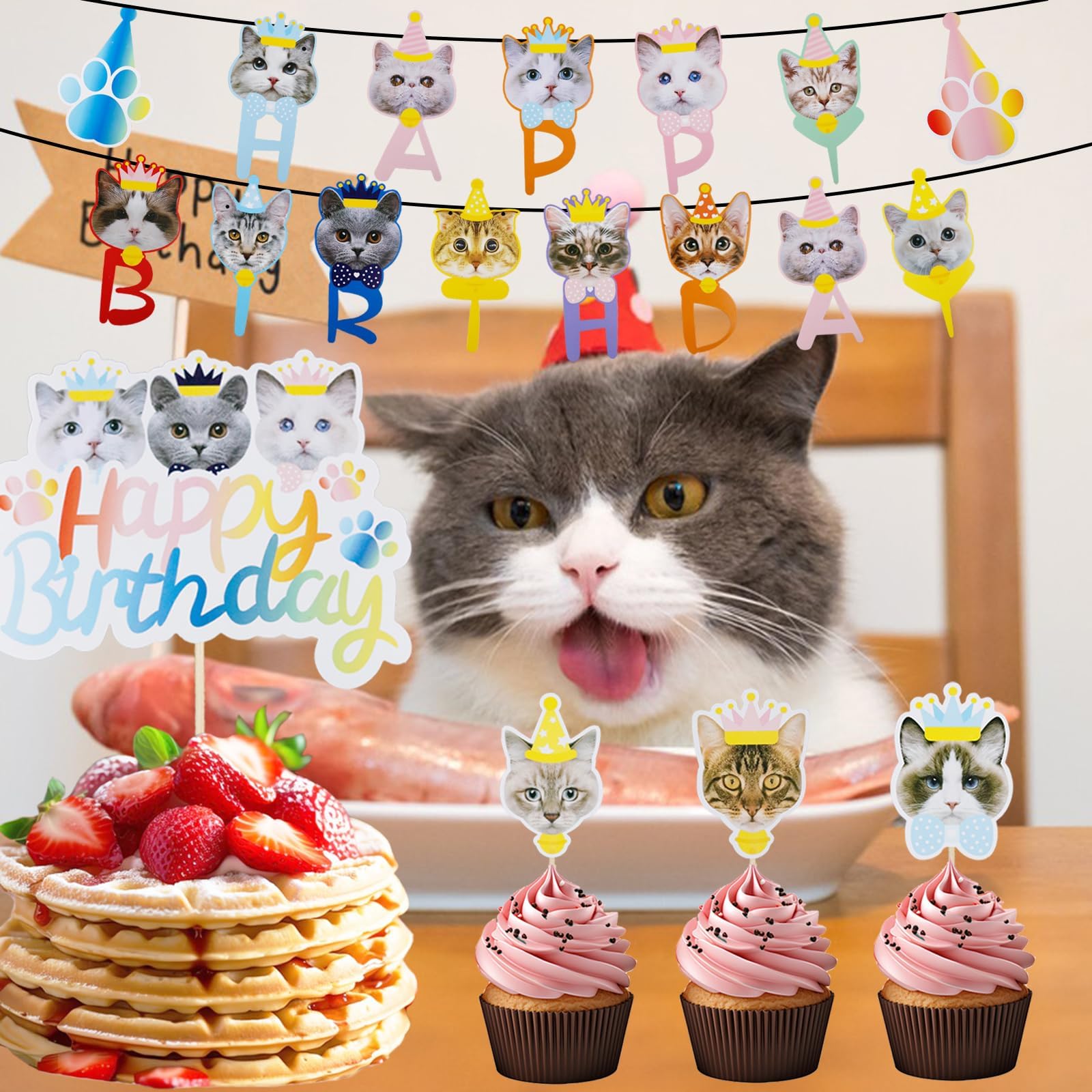 Decoracion De Fita De Cumpleaños Con Temática De Gato, Pancarta De Fita De Gato, Mantel, Plato, Taza, Favor De Fita De Cumpleaños, Decoración De Fita De Cumpleaños Para Niños - AliExprs