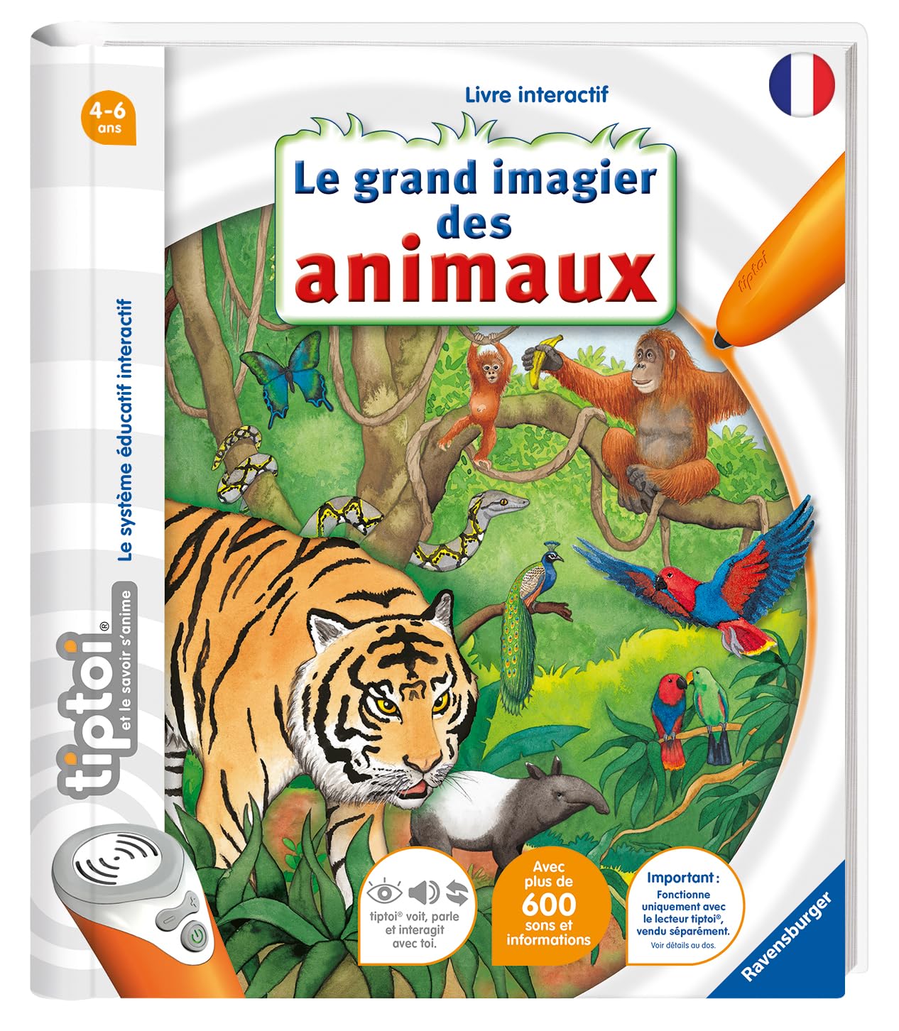 Ravensburger - tiptoi® - Livre interactif - Le grand imagier des animaux - Jeu éducatif électronique, sans écran - A partir de 4 ans - version française - 13099000