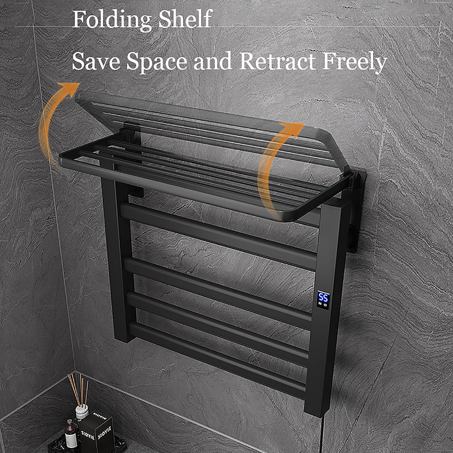 Heated Towel Warmer Racks with Timer Wall Mounted Electric Towel Warmer Rack 5 Bars Smart Electric Towel Rack Heated Towel Rails 100W Towel Dryer