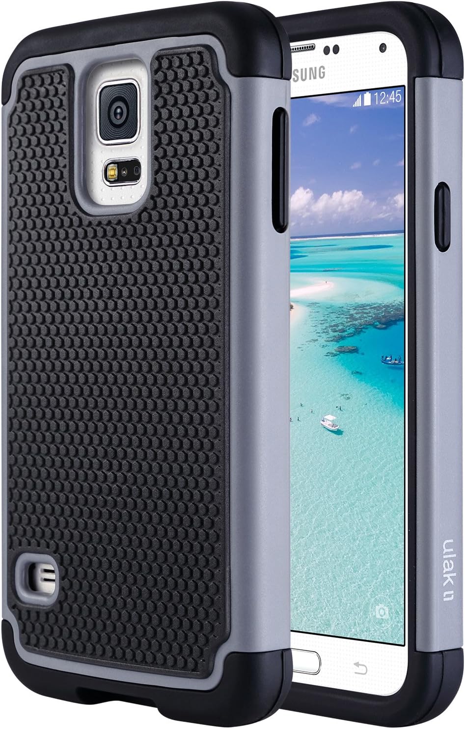 ULAK Galaxy S5 Case, Knox Armor Slim Hybrid Shockproof Silicone Rugged Hard Plastic Case Protective Cover Shell for Samsung Galaxy S5 S V I9600 (5.1" inch) 2014 Release -Black/Grey