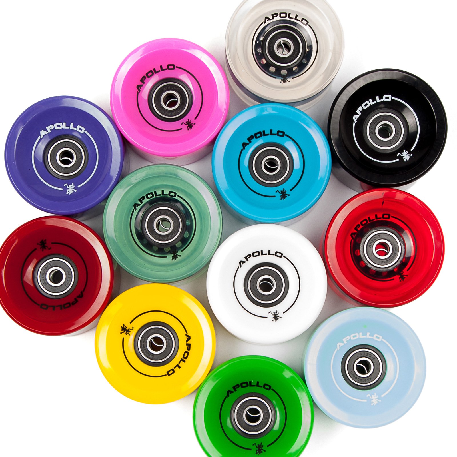 Apollo Longboard Rollen, Wheel Set inkl. Kugellager, 78A - 70mm, Farbe: Solid Pink/Pink