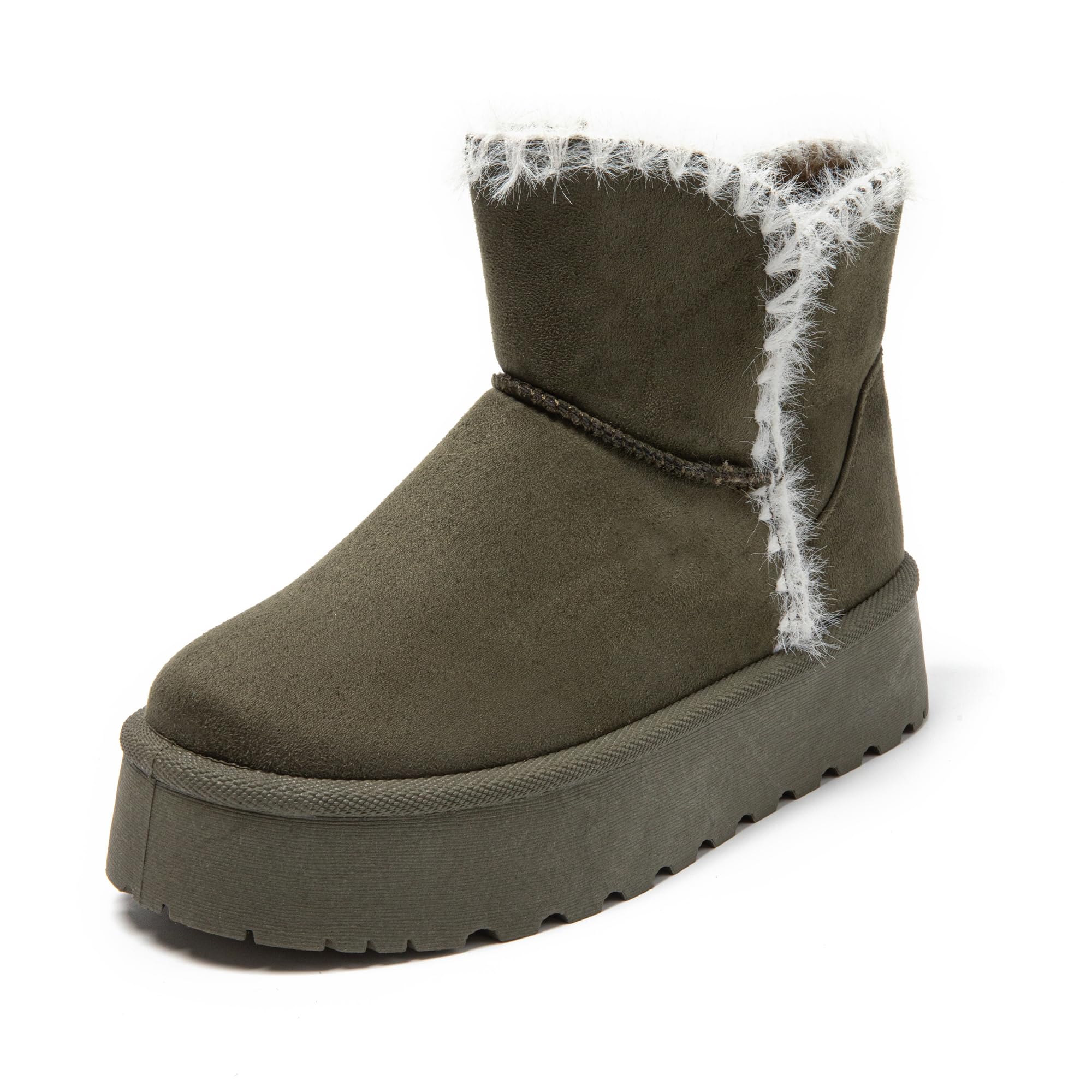 JOMIX Botas Mujer Invierno con Plataforma Botas Nieve Mujer Clásicas de Piel Sintética con Peluche