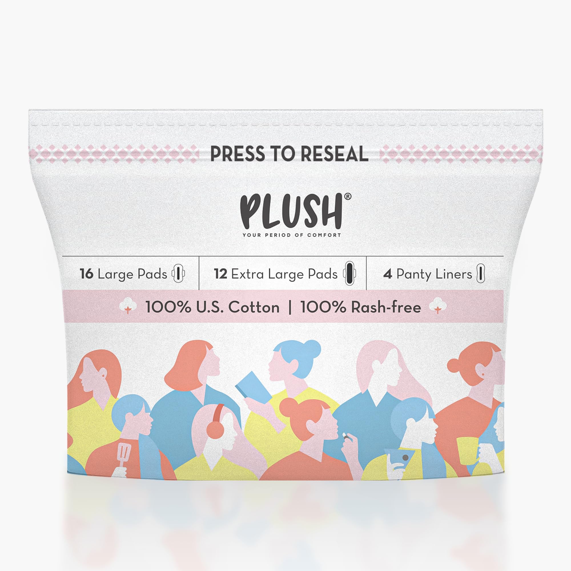 Plush Ultra-Thin Sanitary Pads for Women 28 Pcs | SUPER SAVER PACK | 16 L (Light Flow), 12 XL (Medium Flow), 4 Panty Liners | 100% Rash-Free | Pure U.S. Cotton Pads | Resealable Pad Packaging | Affordable (B08RD87S4N) Amazon Price History, Amazon Price Tracker