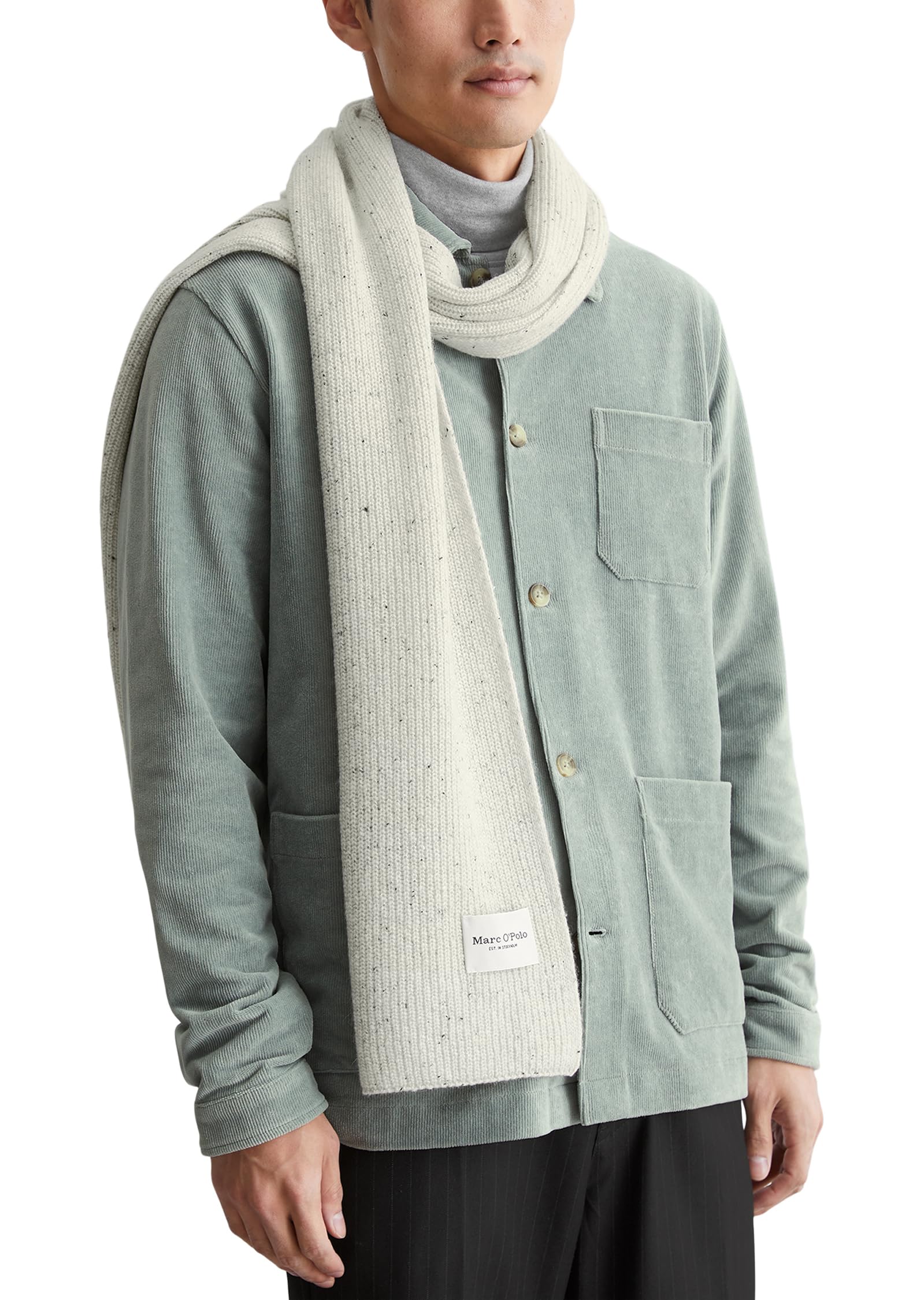 Marc O'Polo Herren Strickschal aus Woll-Mix Winter, Cremefarben (White Cotton), One Size