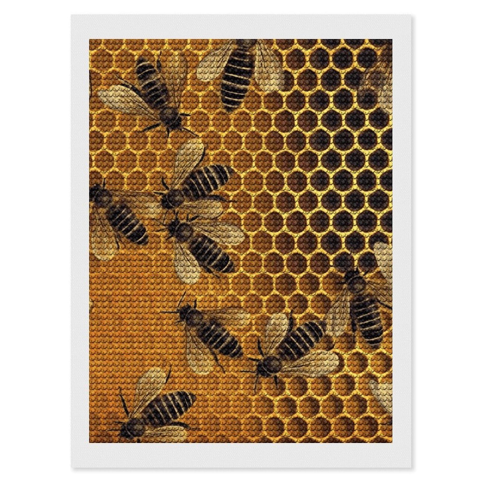 FodPand Diamond Art Kits for Adults, 5D Aurora Diamond Painting Kits for Beginners, Bees on Hive DIY Full Drill Dots Gem Art Paint Crafts for Home Wall Decor 12"x16"