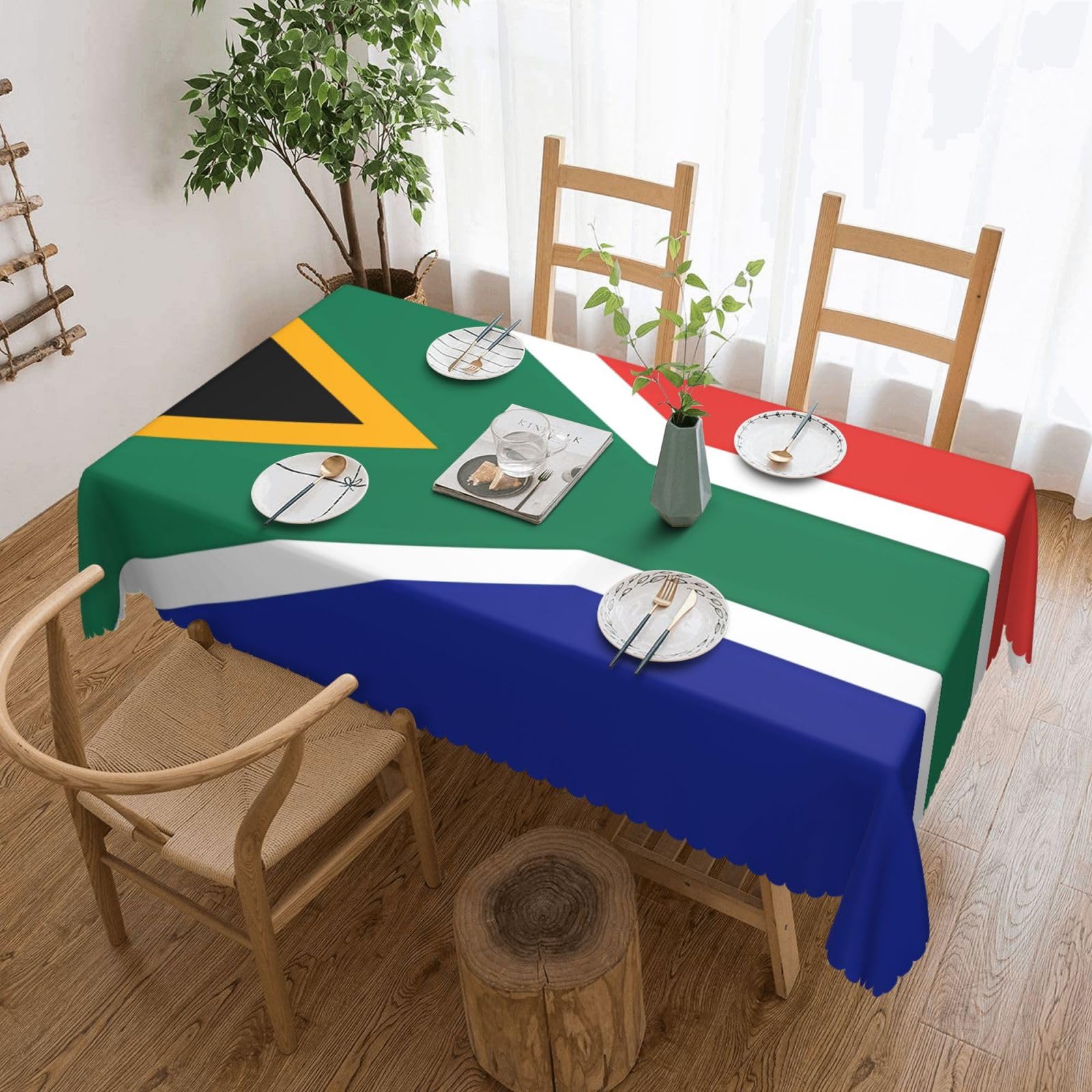 PAQOLSMCKR Tablecloth Rectangle 137x182 CM Table Cloth South Africa flag Tablecloths Waterproof Spill-Proof Table Cover Wrinkle Free Decorative Table Cloth for Kitchen Camping