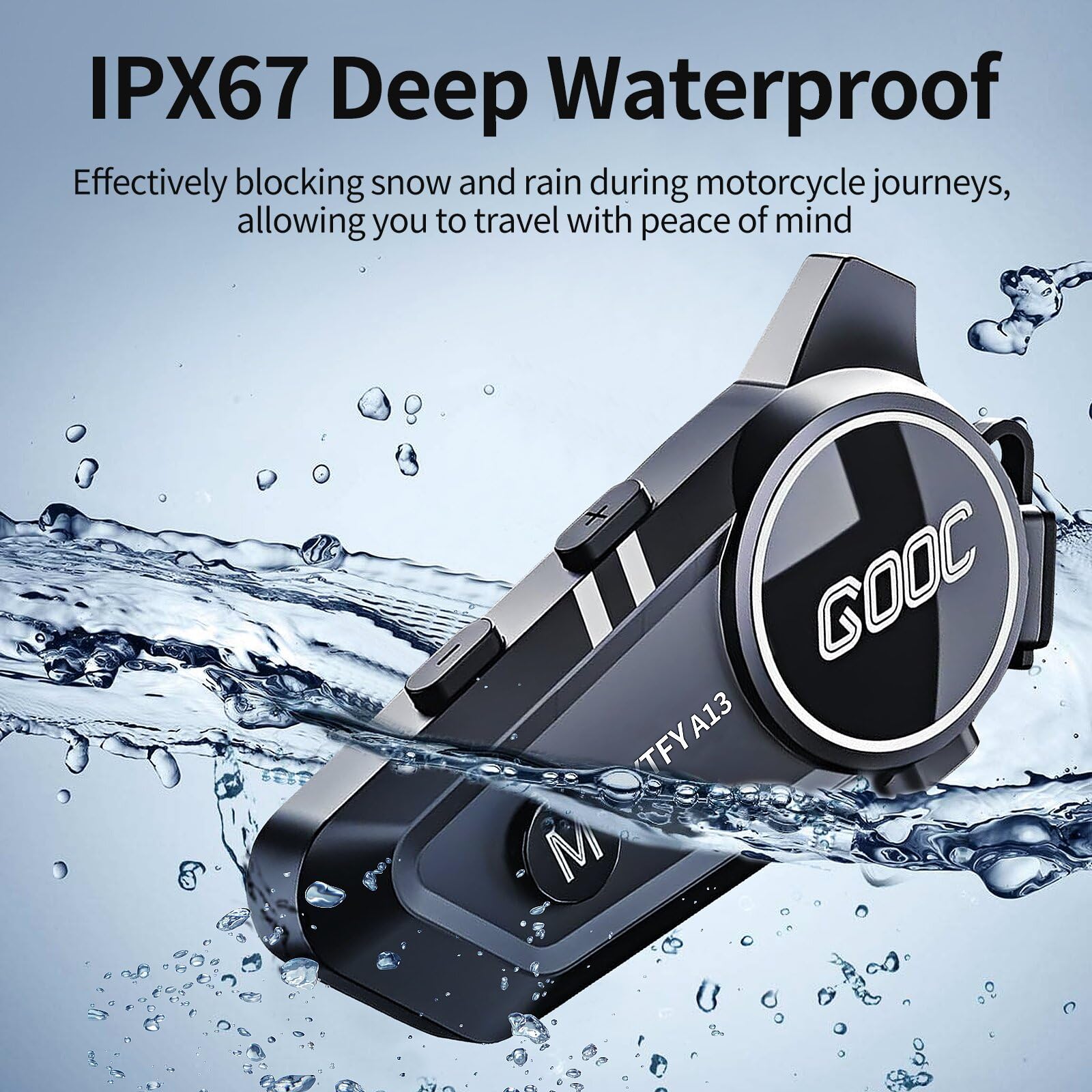 Motorrad Bluetooth Headset mit Sprachassistent Helm Gegensprechanlage Headset IP67 Wasserdicht/1500mAh Akkulaufzeit Helmlautsprecher Geeignet für die meisten Helme & CVC+DSP