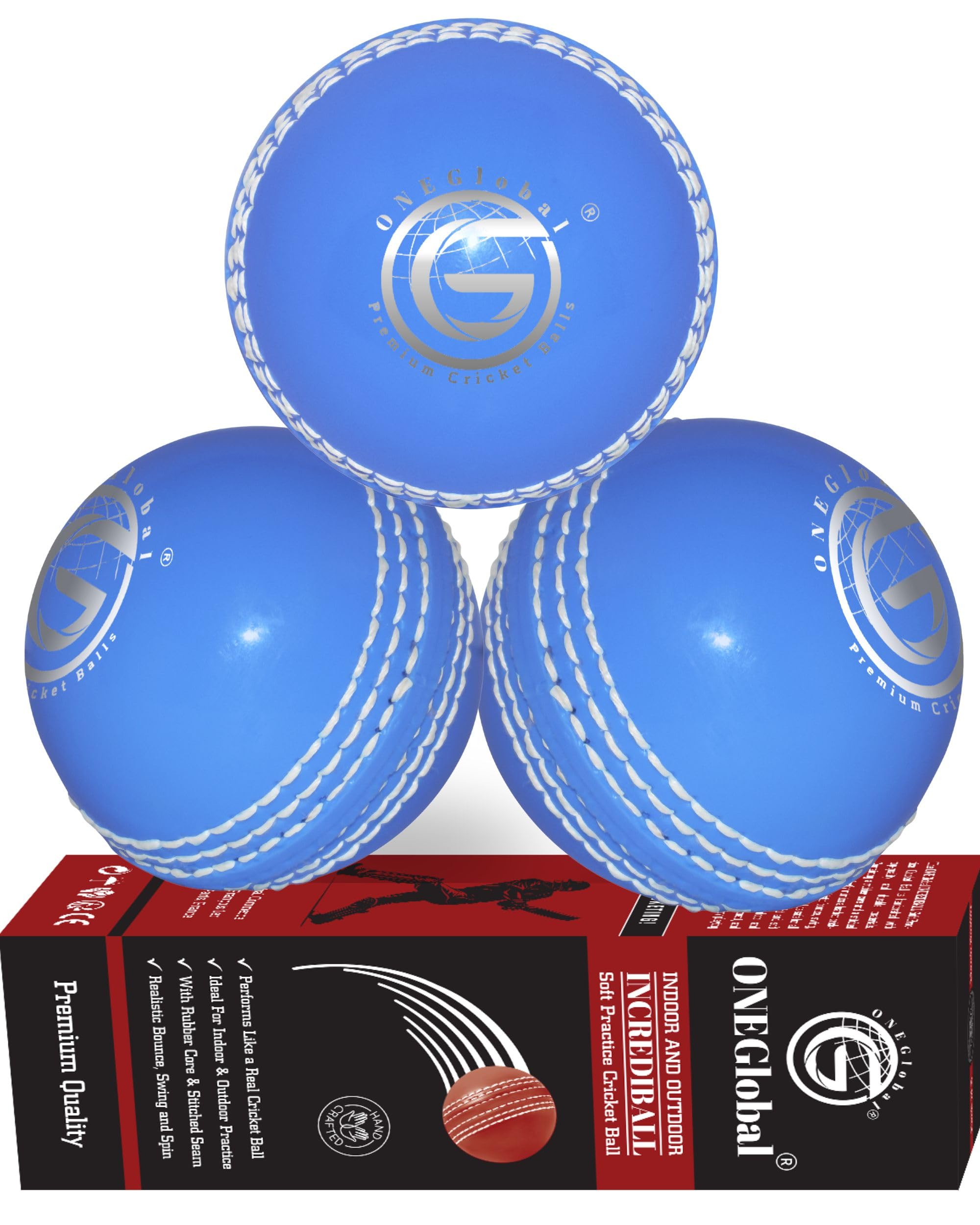 Soft & Safe Indoor Outdoor Incrediball Cricket Ball | Rubber Cricket Ball With Soft Core & Stitched Seam | For Practice, Honing Skills & Family Fun | 7 Colours