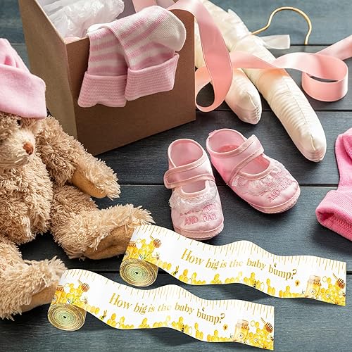 Miniatura 10 de Juegos de baby shower, 2 rollos de 2 pulgadas x 150 pies, juego de medición de vientre, mariposa para baby shower de bebé, suministros de fiesta de