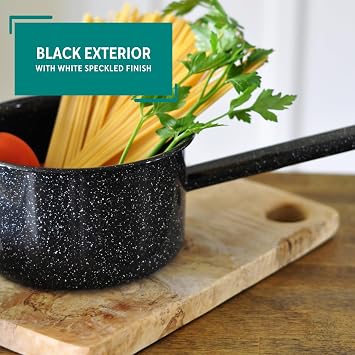 MIRRO 1.25 Qt Enamel Saucepan for Sauces, Black