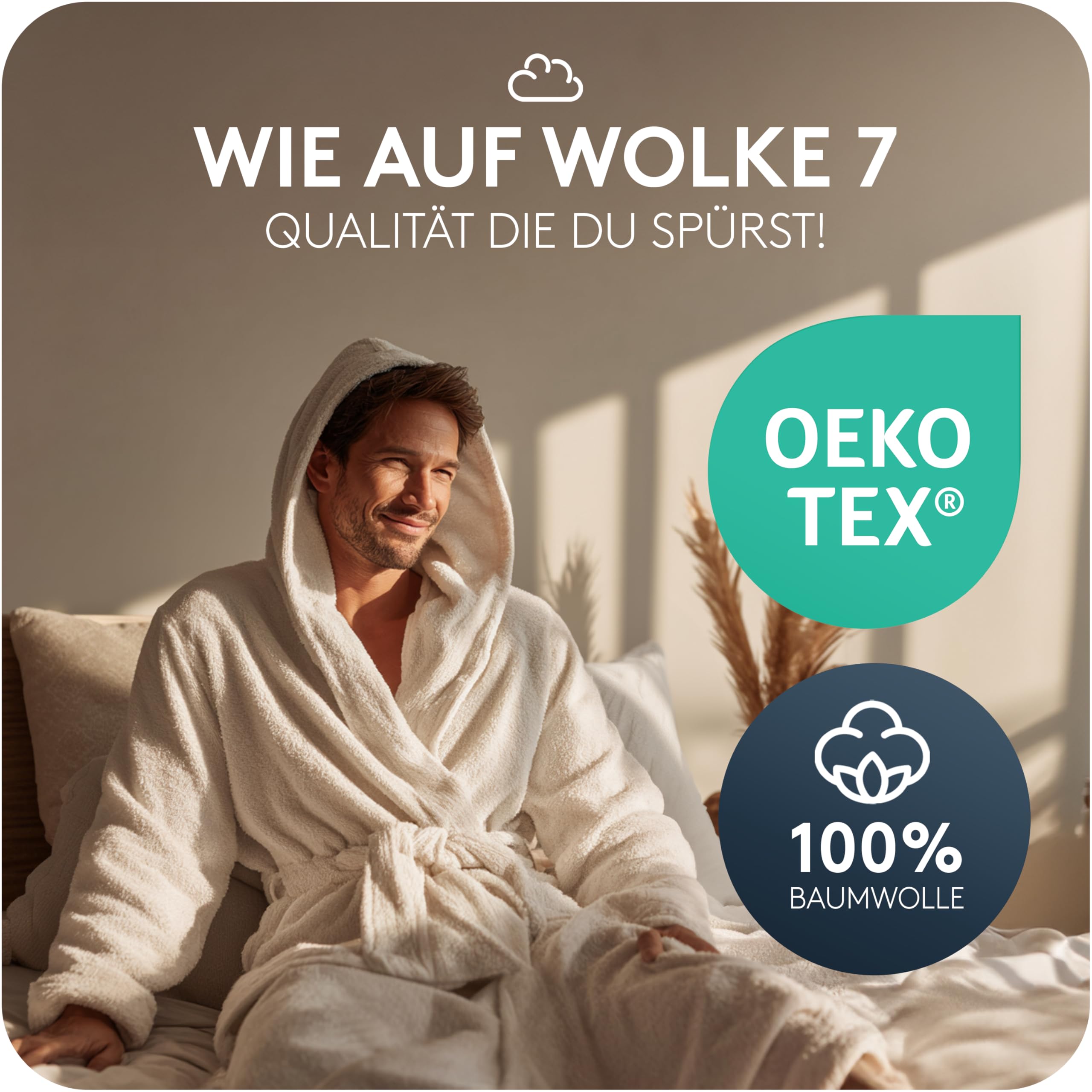 CALMONT - Bademantel Herren aus 100% Baumwolle Frottee mit Kapuze – Kuscheliger Saunamantel für Herren – Männerbademantel für Wellness & Sauna – Für tägliche Wohlfühlmomente