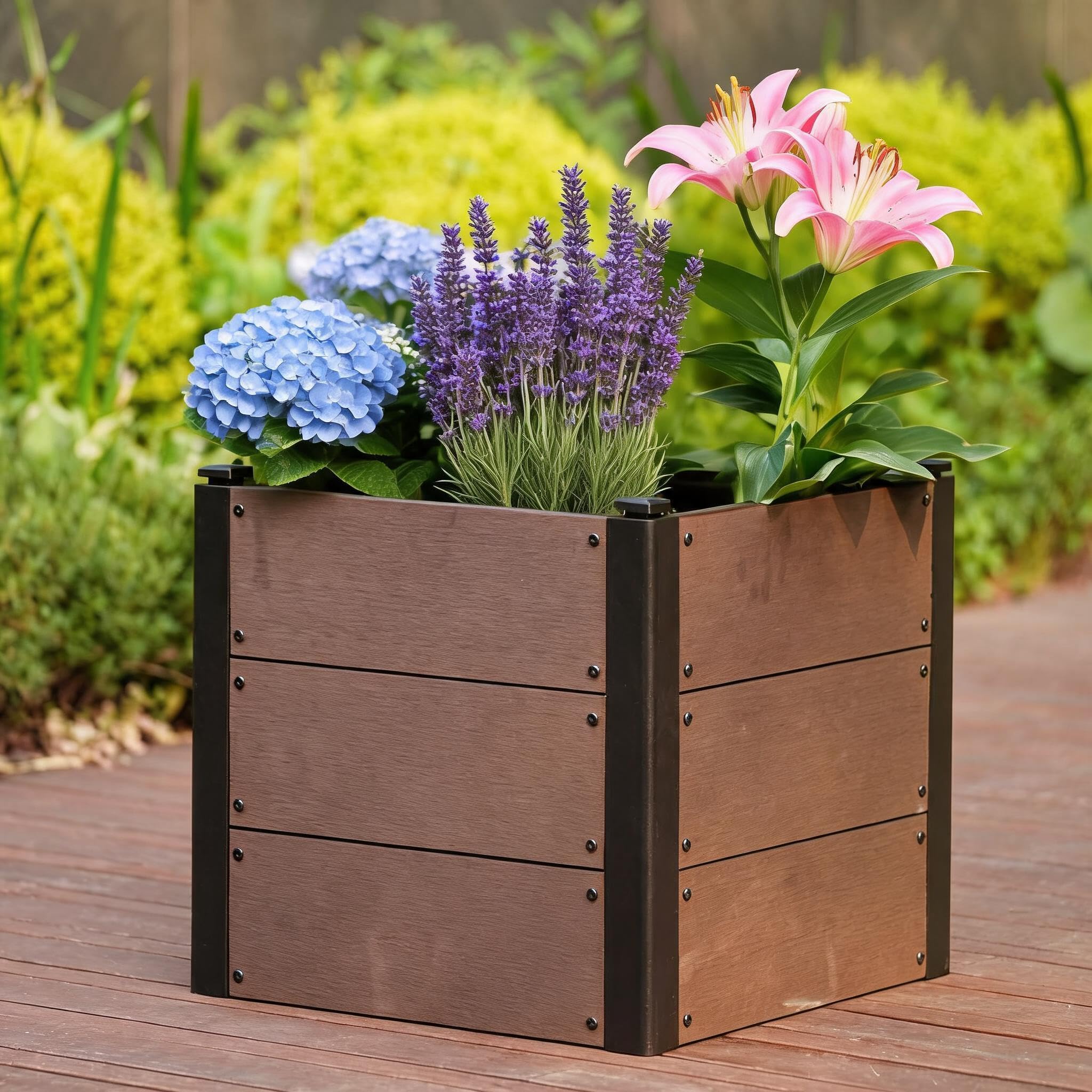 GarveeTech 49x49x45cm Raised Garden Bed, Outdoor Planter Box Open Bottom