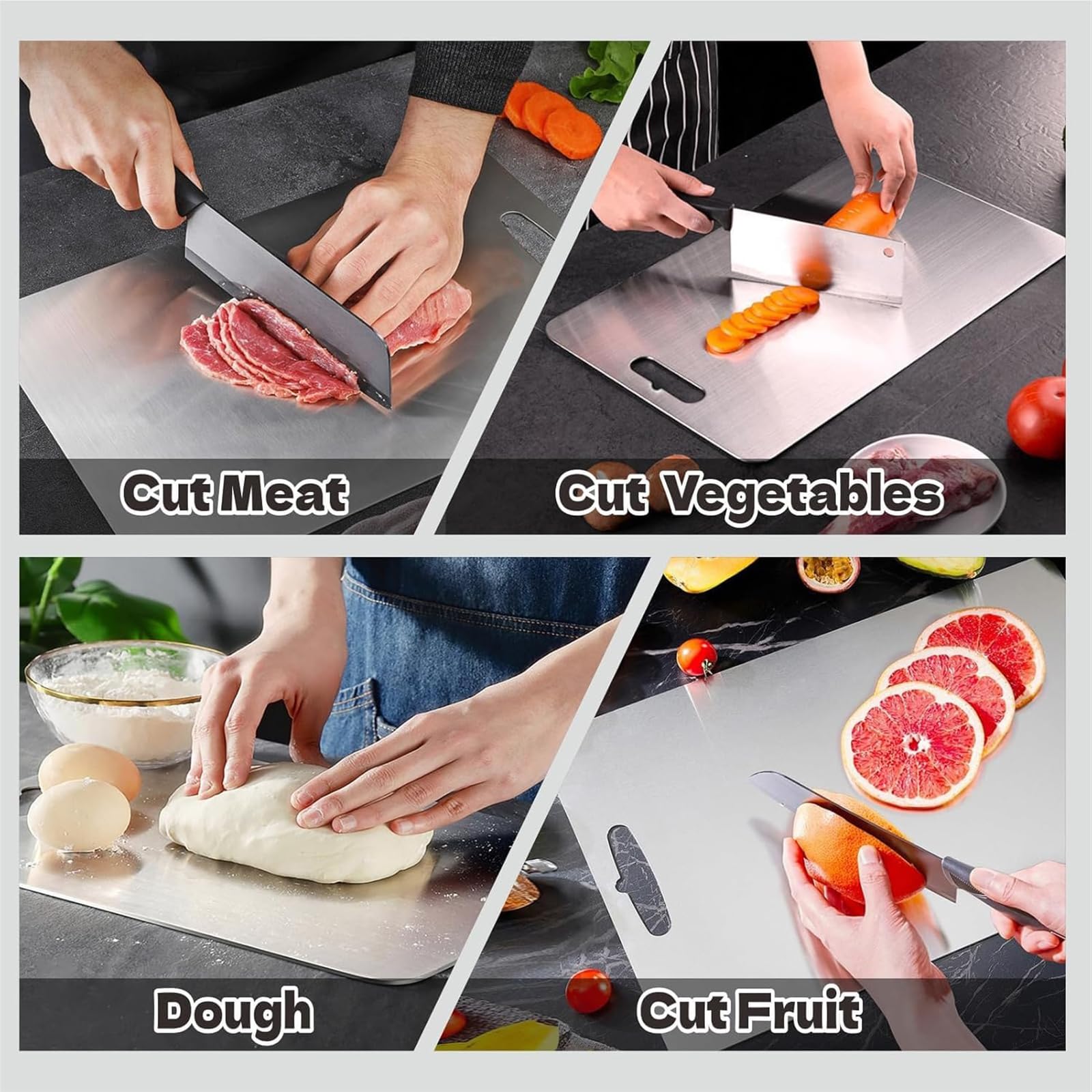 Tabla de cortar de bambú de alta calidad, 100 % natural, de grado alimenticio, reversible, para carne, verduras y frutas, cocina duradera, esencial para chefs y cocineros caseros