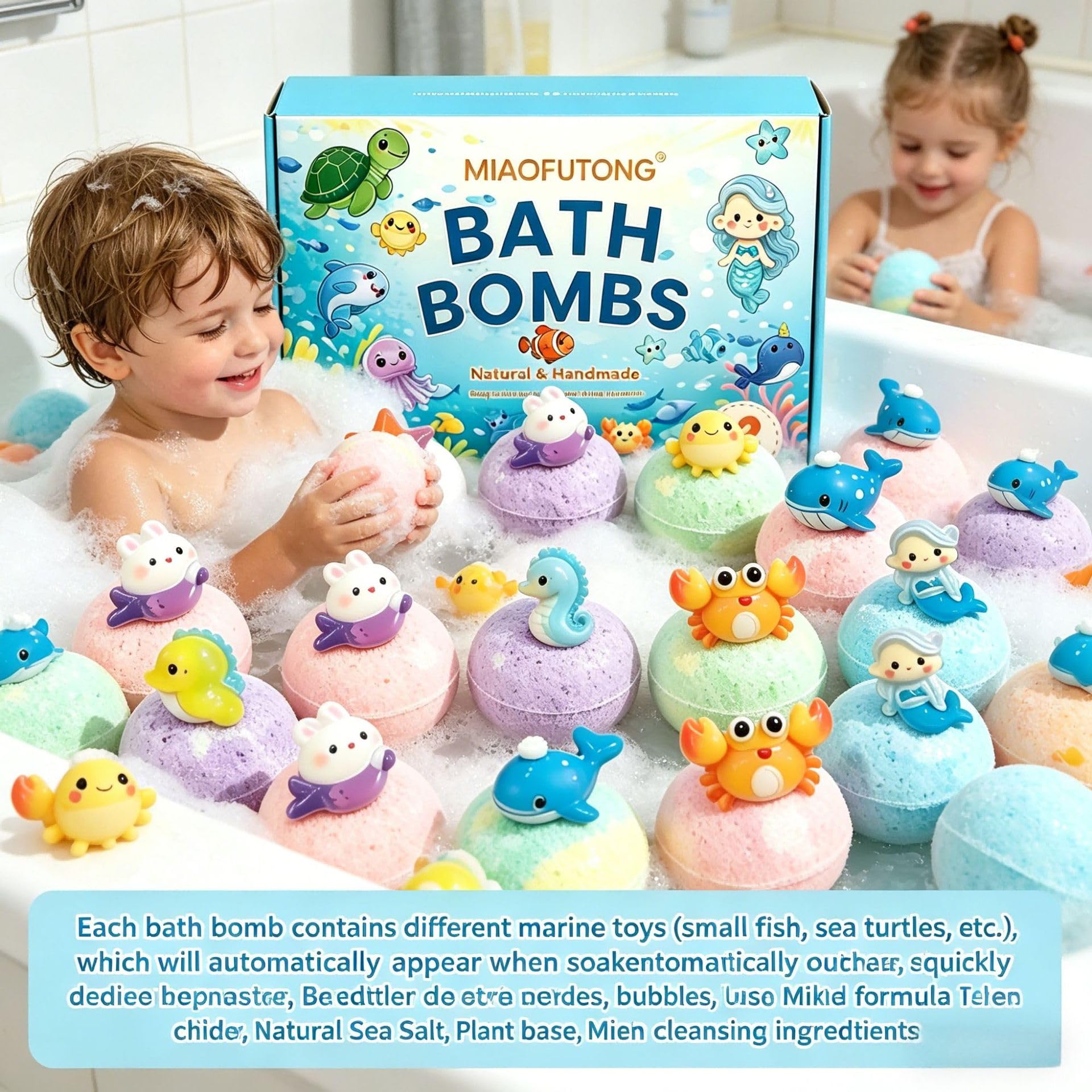 PlayFizz - Easter Surprise Bath Bombs WITH TOYS for KIDS 1 Box – 12 Pieces(1 Box – 12 Pieces)