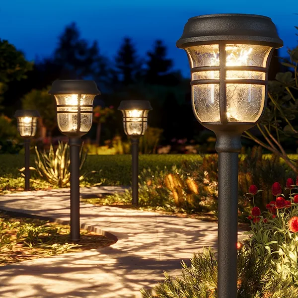 XMCOSY+ Solar Pathway Lights Outdoor, 2 Lighting Modes Warm White & RGB Auto Color Changing LED Solar Powered Garden Lights IP65 Waterproof for Yard Walkway Driveway Landscape Decorative Law