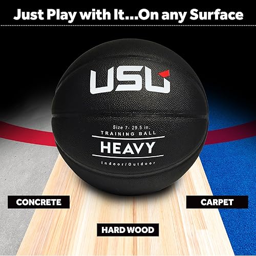 Miniatura 5 de USU Baloncesto de entrenamiento con peso, peso de 3 libras, tamaño 7 (29.5 pulgadas) y tamaño 6 (28.5 pulgadas), baloncesto duradero para interiores