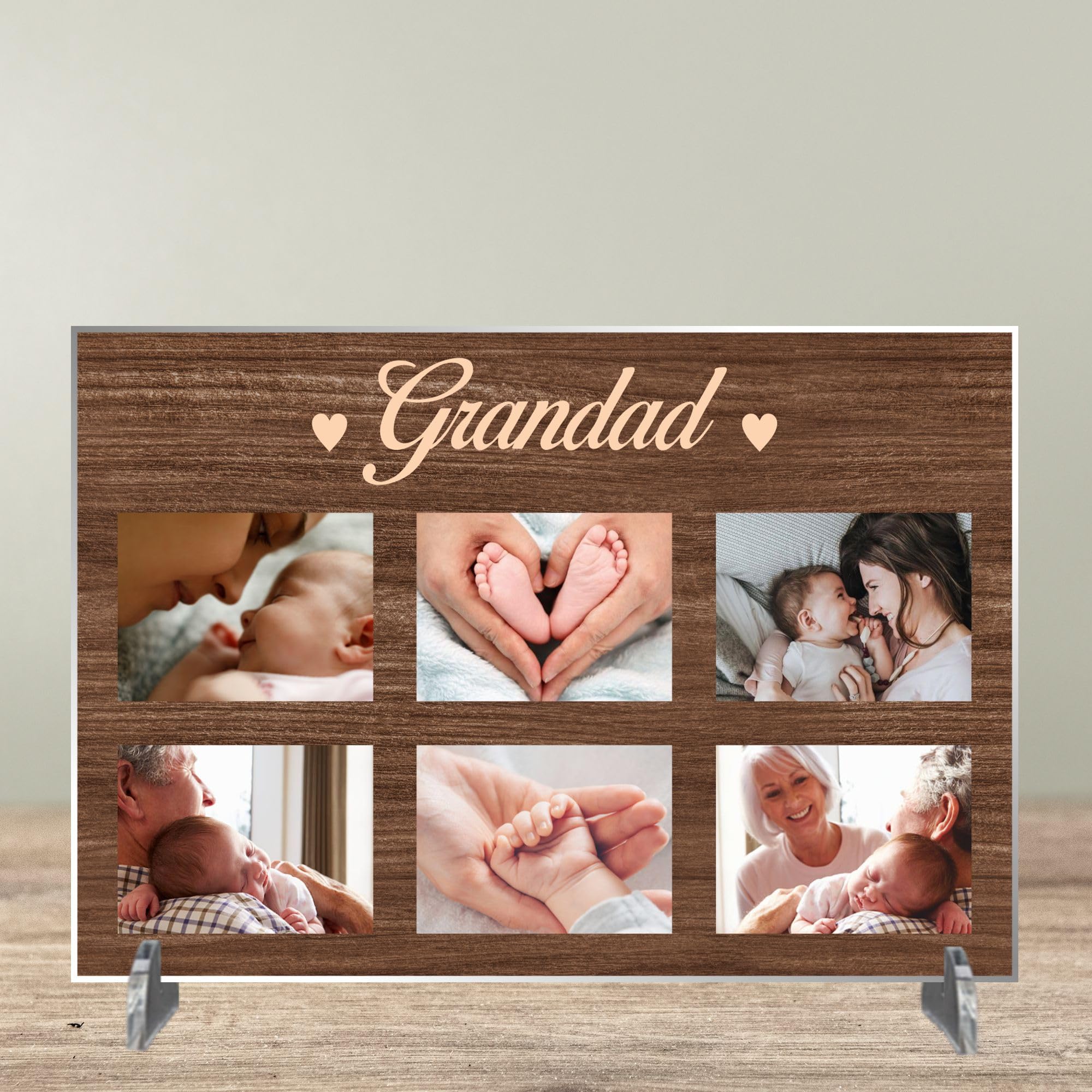 Pixie's Gifts Personalised Printed Photo Plaque on Stand - Custom Father's Day Gift - Daddy and Grandad Options - Available in 4 Designs, 3mm MDF and Acrylic (Wood Effect, Acrylic A4 30cm x 21cm)
