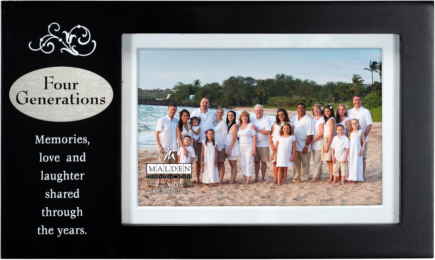 Malden International Designs Four Generations With Verse Plaque Picture Frame, 4x6, Black