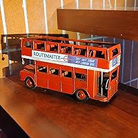 Vista 3 de Vintage London Double Decker Sightseeing Bus Modelo Open Top Diecast Metal Modelo Réplica Rojo Londres Autobús Figurine Colección