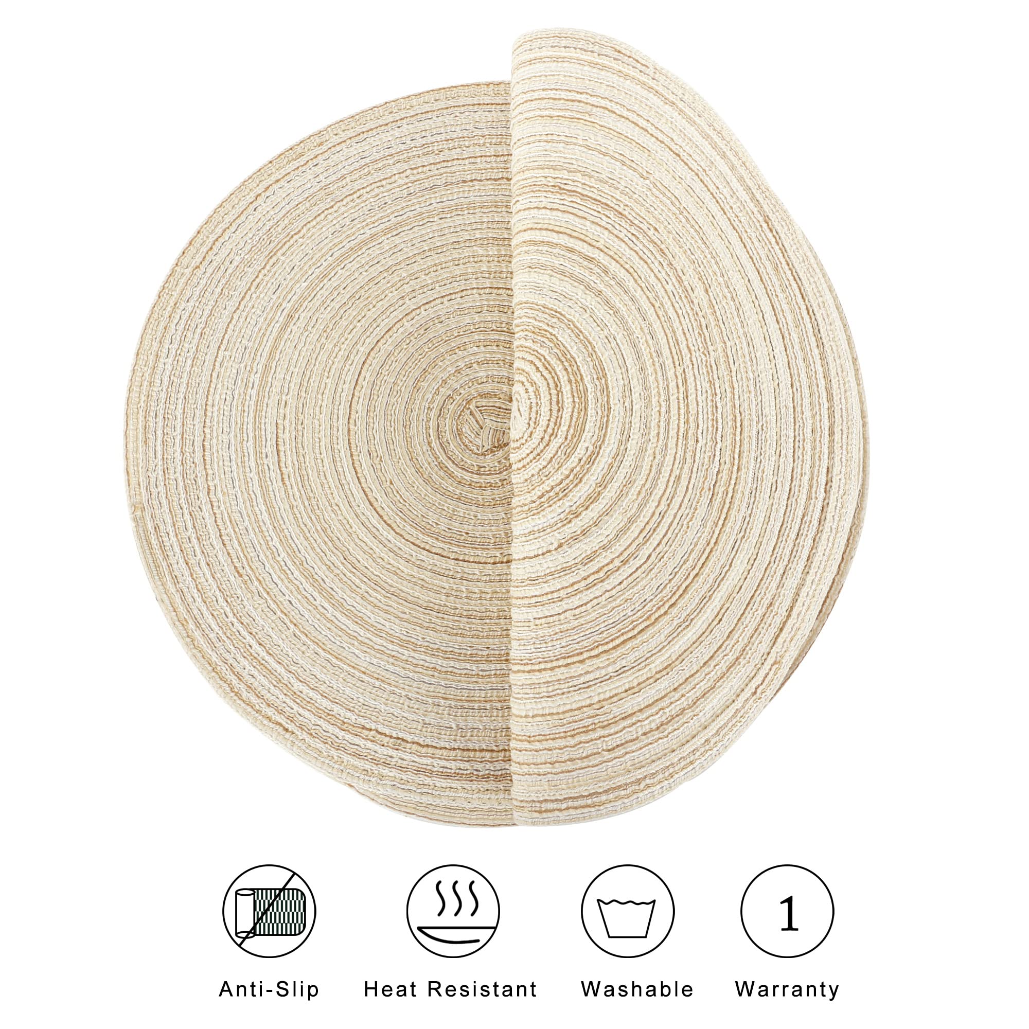 Tischset Rund Geflochten, Platzset Rund 6 stück, Baumwolle Tischsets Abwaschbar Hitzebeständige, 37 * 37 cm (Beige)