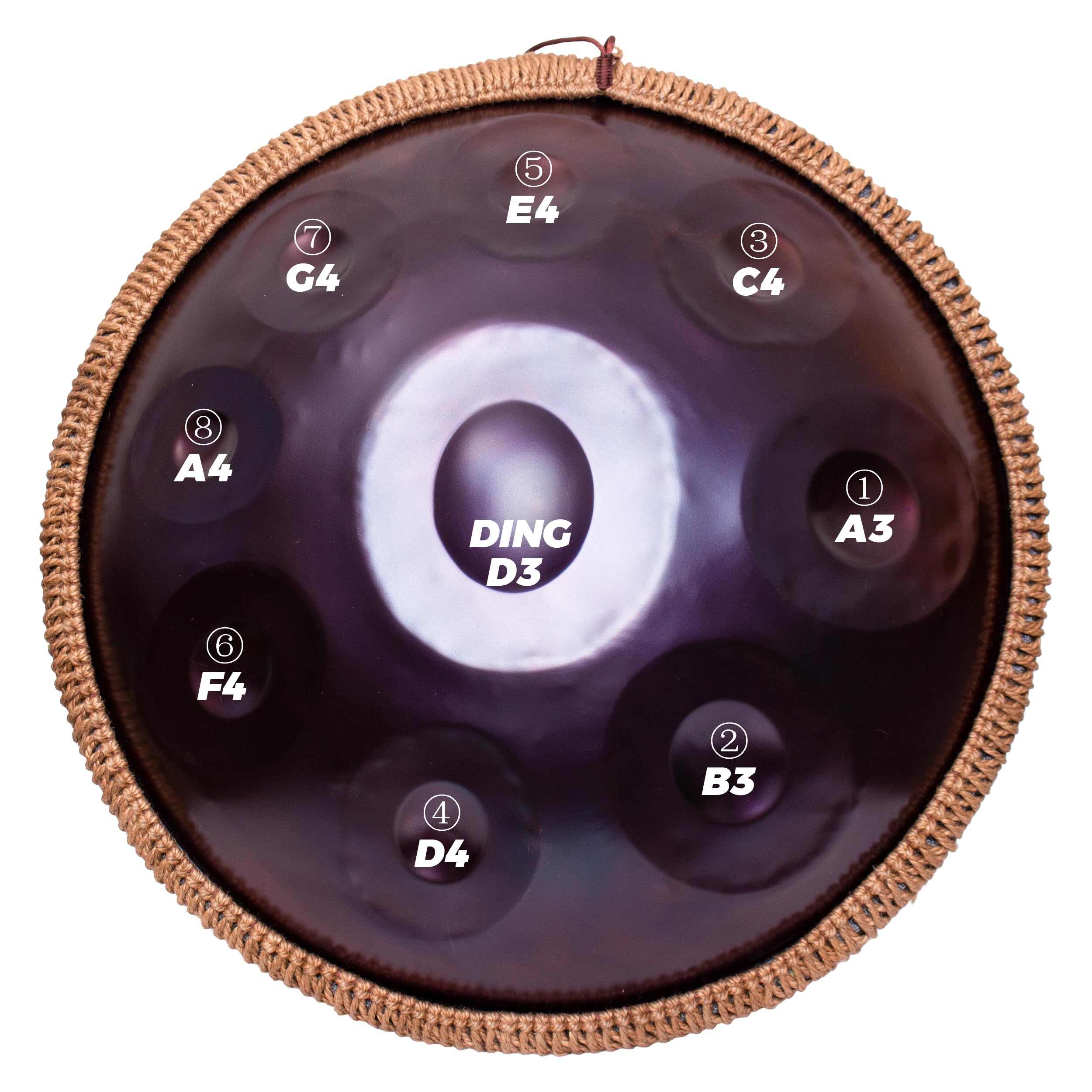 Strumento a Tamburo handpan - per Principianti, Acciaio 9 Toni 18 Pollici, Mano in sol Maggiore, Handpan con Borsa e Supporto, Strumenti Musicali per la guarigione del Suono, medit