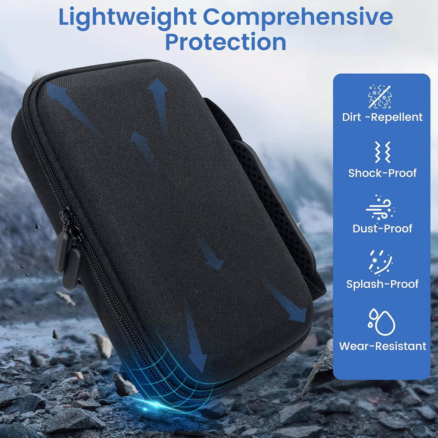 Case for DJI OSMO Pocket 3 Camcorder Combo, Hard Storage EVA Bag with 1 Adjustable Strap & 2 Screen Protector & 1 Mini Tripod for Pocket 3,Portable Waterproof Carry Case Accessory for Travel,Black - Image 6