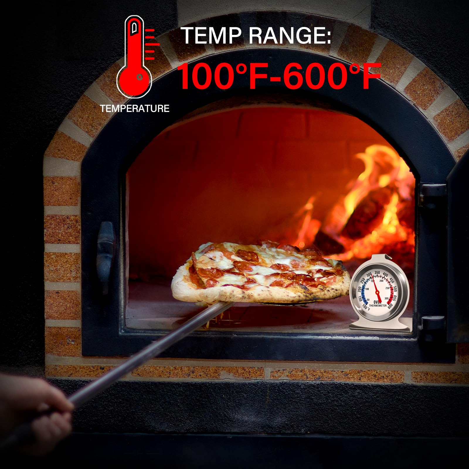 Ofenthermometer, 50–300 °C, sofortiges Ablesen, Edelstahl, Küchenthermometer, Ofentemperaturanzeige für Grill, Backen, Grill, Smoker, 10 Stück