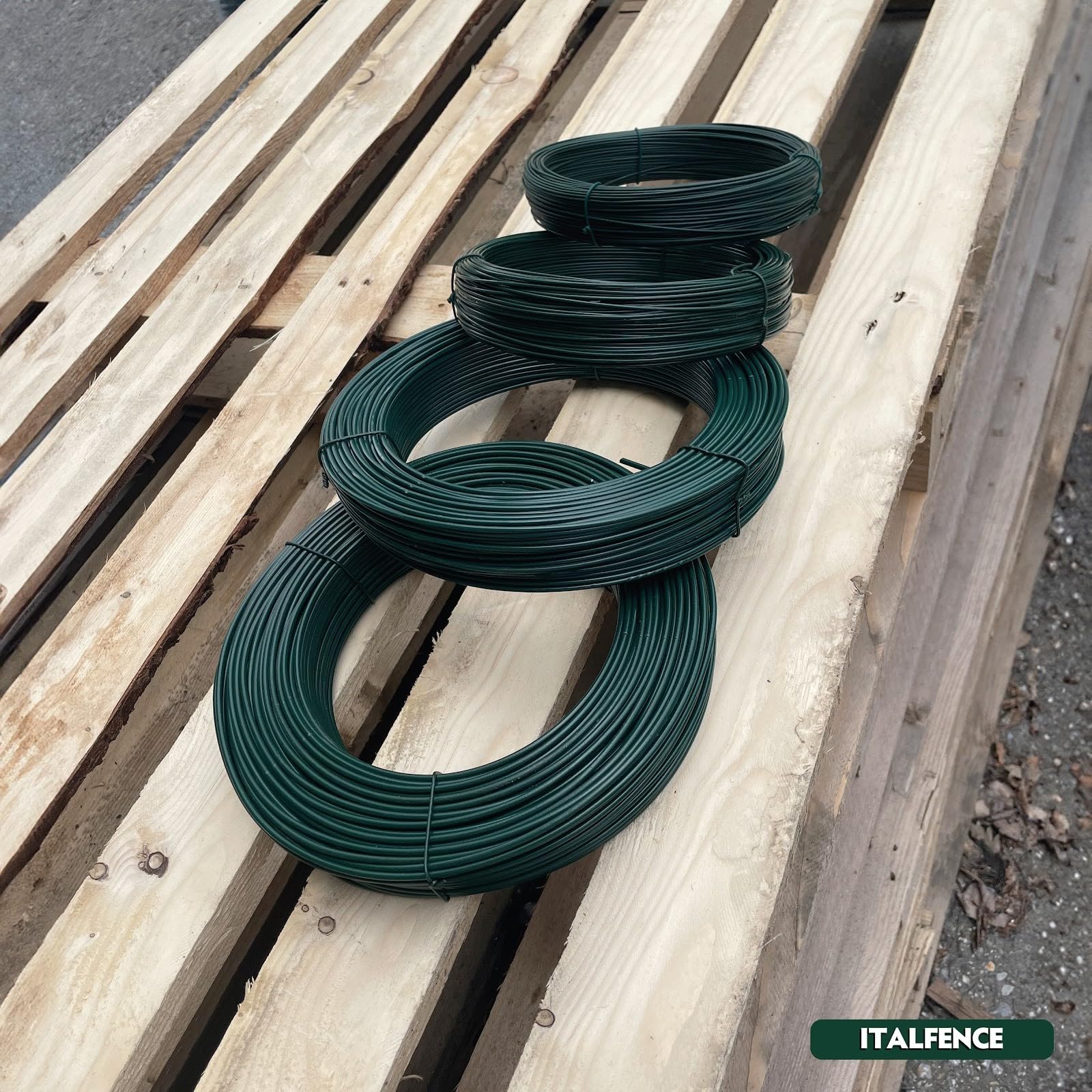 Alambre de hierro Ø3,20mm para tensión plastificado verde, 100m