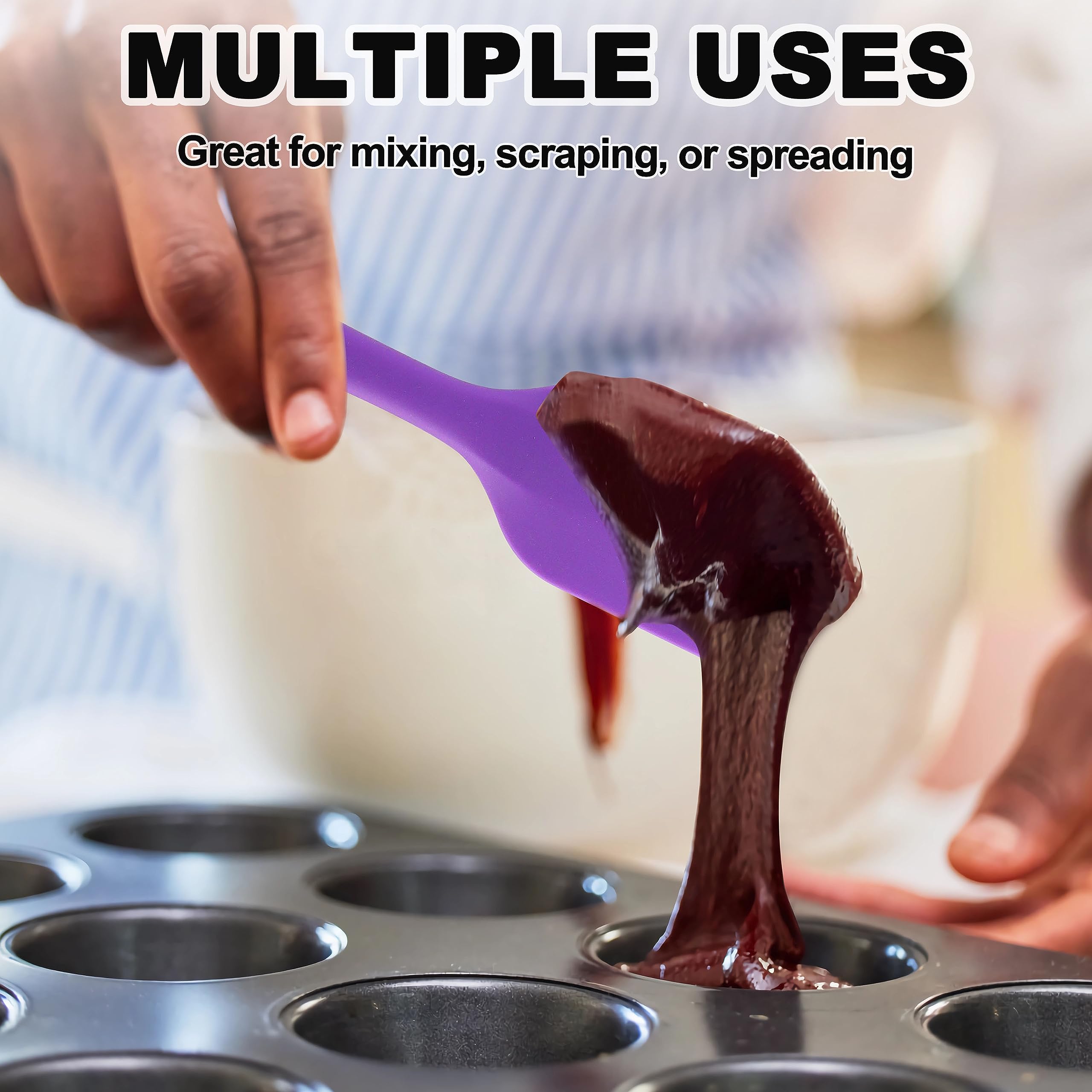 Anaeat Juego de 5 espátulas de silicona, diseño de una sola pieza sin costuras, espátulas de goma antiadherentes, sin BPA, raspador de cocina flexible para hornear, cocinar, raspar y mezclar