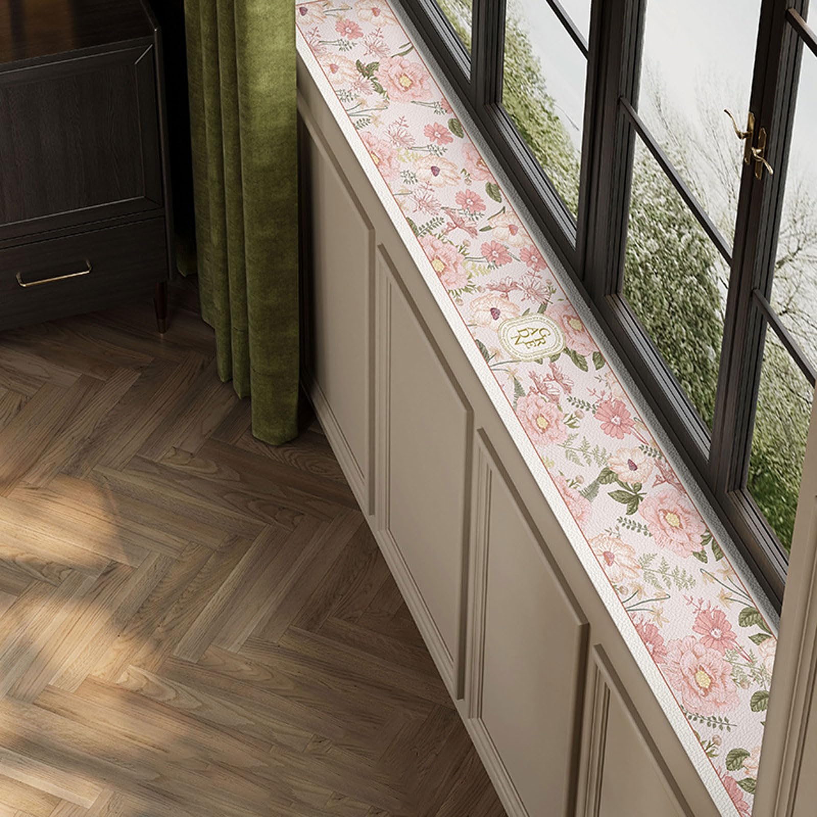 GZKDKZB Quick Drying Window Sill Cushion,Narrow Absorbent Window Sill Cushion,PVC Leather Windowsill Mat,Waterproof,Dust-Proof,Cuttable,for Patio Living Room Balcony Bedroom Home
