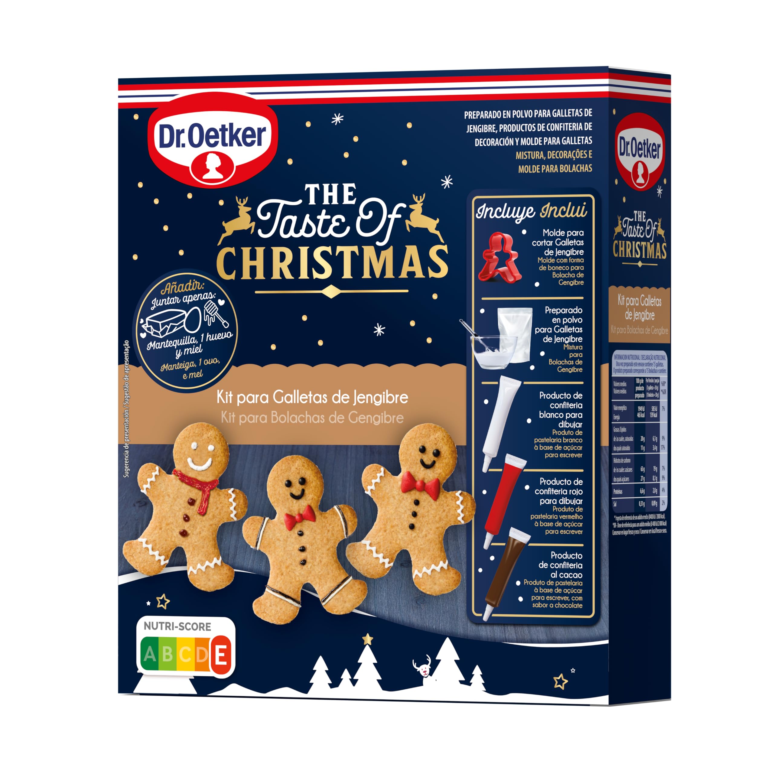 DR. OETKER Kit Galletas de Jengibre 337 g, Incluye Molde Cortar, 3 Lápices Pasteleros