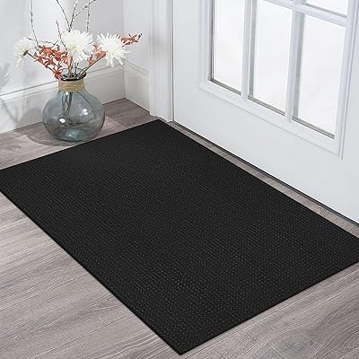 KOZYFLY Long Runners for Hallways 2x12 ft Washable Kitchen Runner Non Slip Rubber Backed Hallway Rugs Cotton Entryway Runner Rug Floor Carpet for Indoor Hall, Backdoor, Kitchen, Grey/Dark Grey