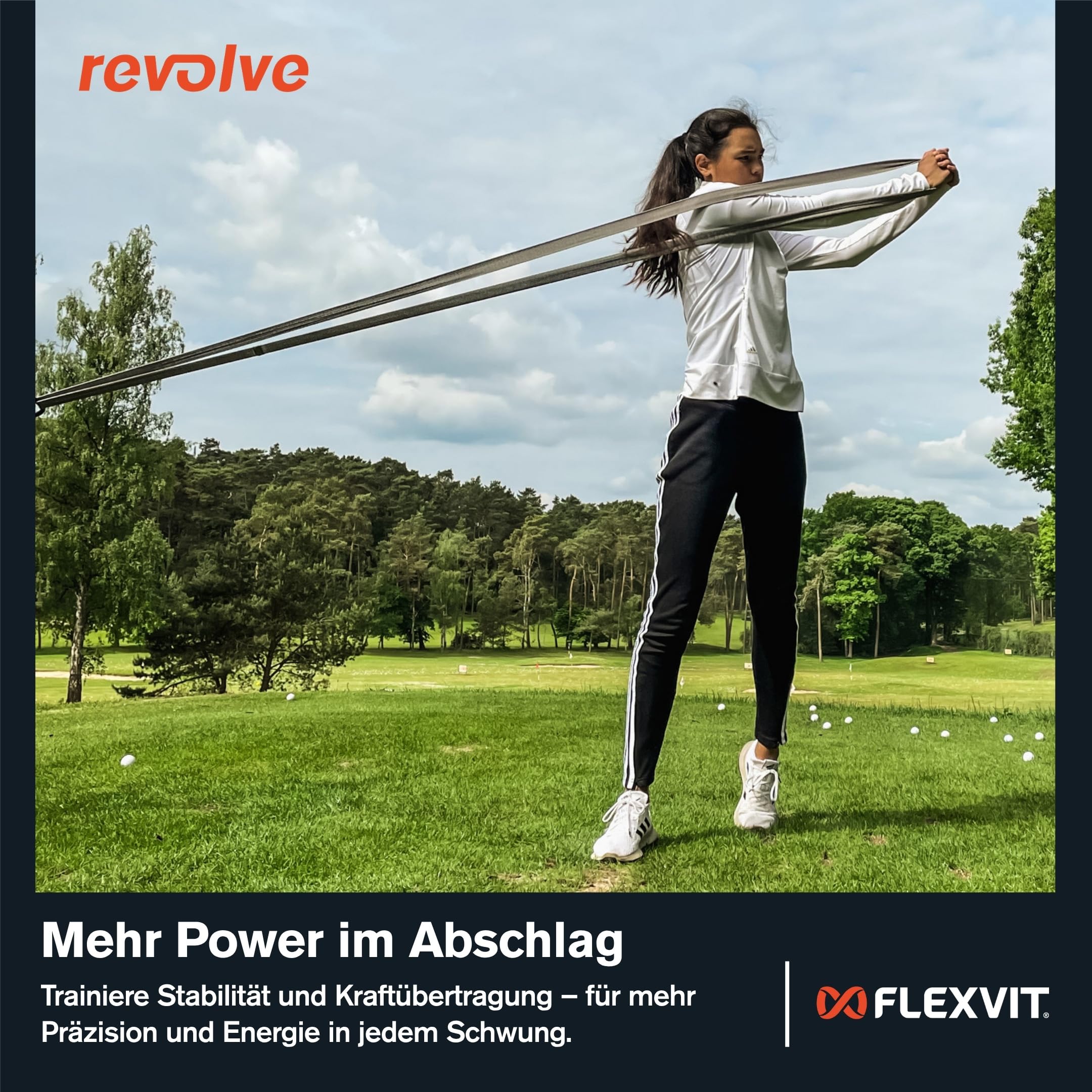 FLEXVIT Golf-Set - 6er Set Trainingsbänder für Golfspieler | Fitnessbänder für Schwungtraining, Rotation, Mobilität, Core-Stabilität & Kraft | Für Anfänger & Fortgeschrittene | Made in Germany