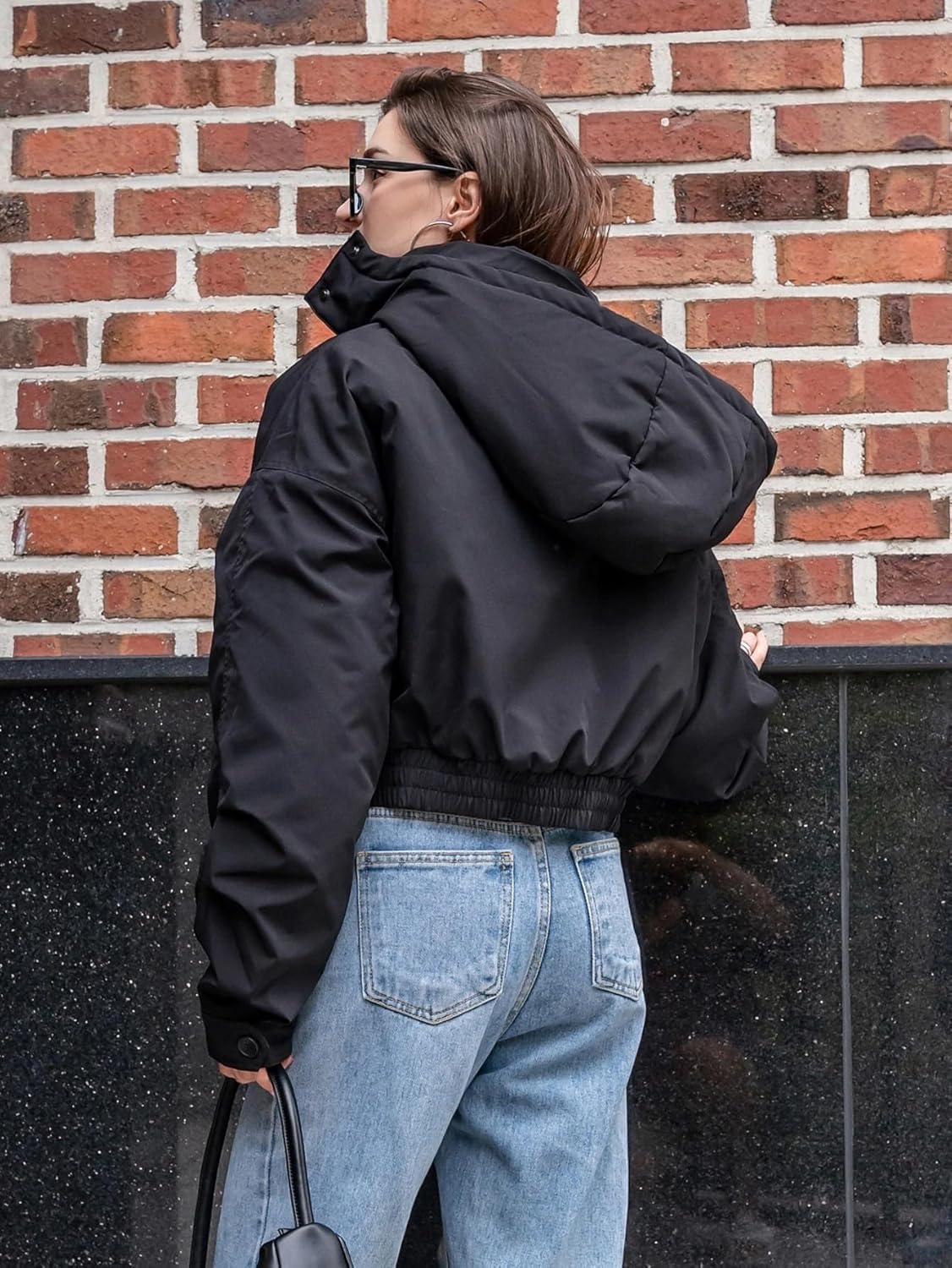 Women's Trench Coat Drop Shoulder Casual Pocket Hooded Pockets Coat Long Sleeve Classic Overcoat
