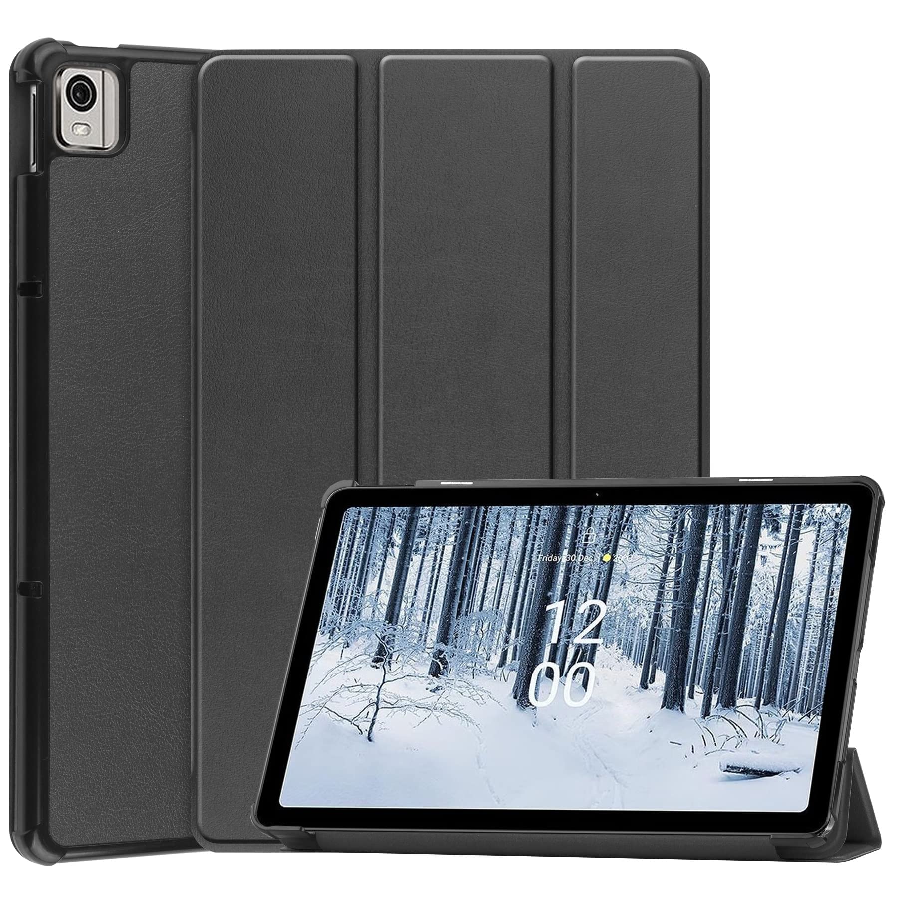 Case for Nokia T21 Tablet, 10.4 Inch Tri-Fold Ultra Slim Lightweight Multi- Viewing Angles Stand Hard Shell Folio Auto Sleep/Wake Tablet Case (Nokia T21 Tablet, Black)
