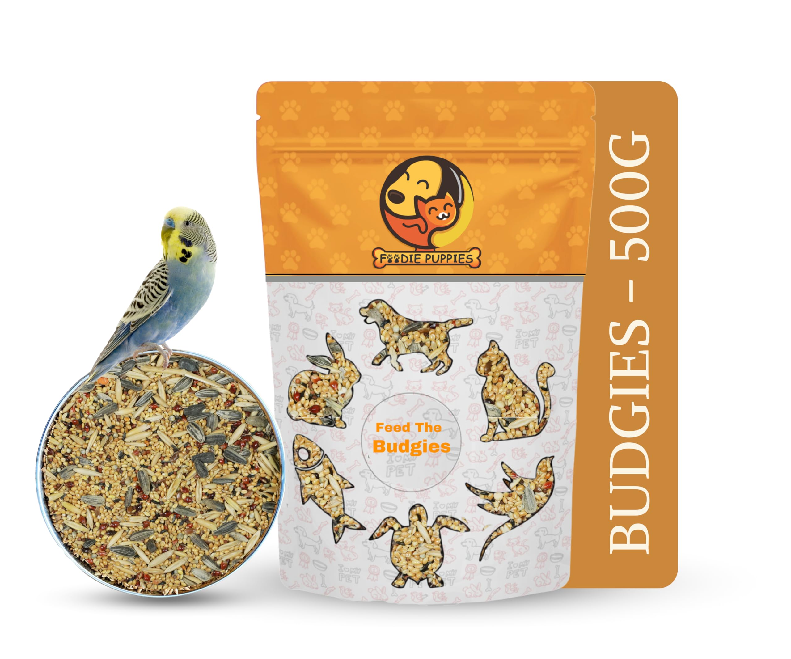Foodie Puppies Bird Food for Budgies - (500g, Pouch) | Natural & Healthy Premium Mix Seeds, Canary, Yellow Proso, Sunflower, Browntop, Pearl, Oats, Niger | Daily Birds Food Seeds | All Life Stages-image-36